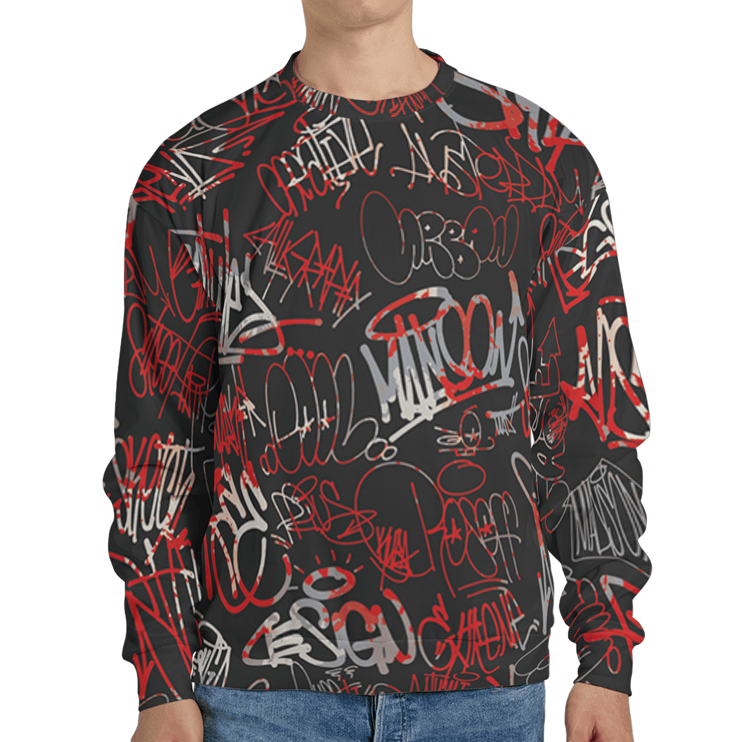 Bred Reimagined 4s Sweatshirt Match 23 Hiphop 3D All-Over Print Graffiti Pattern - NastyJamz