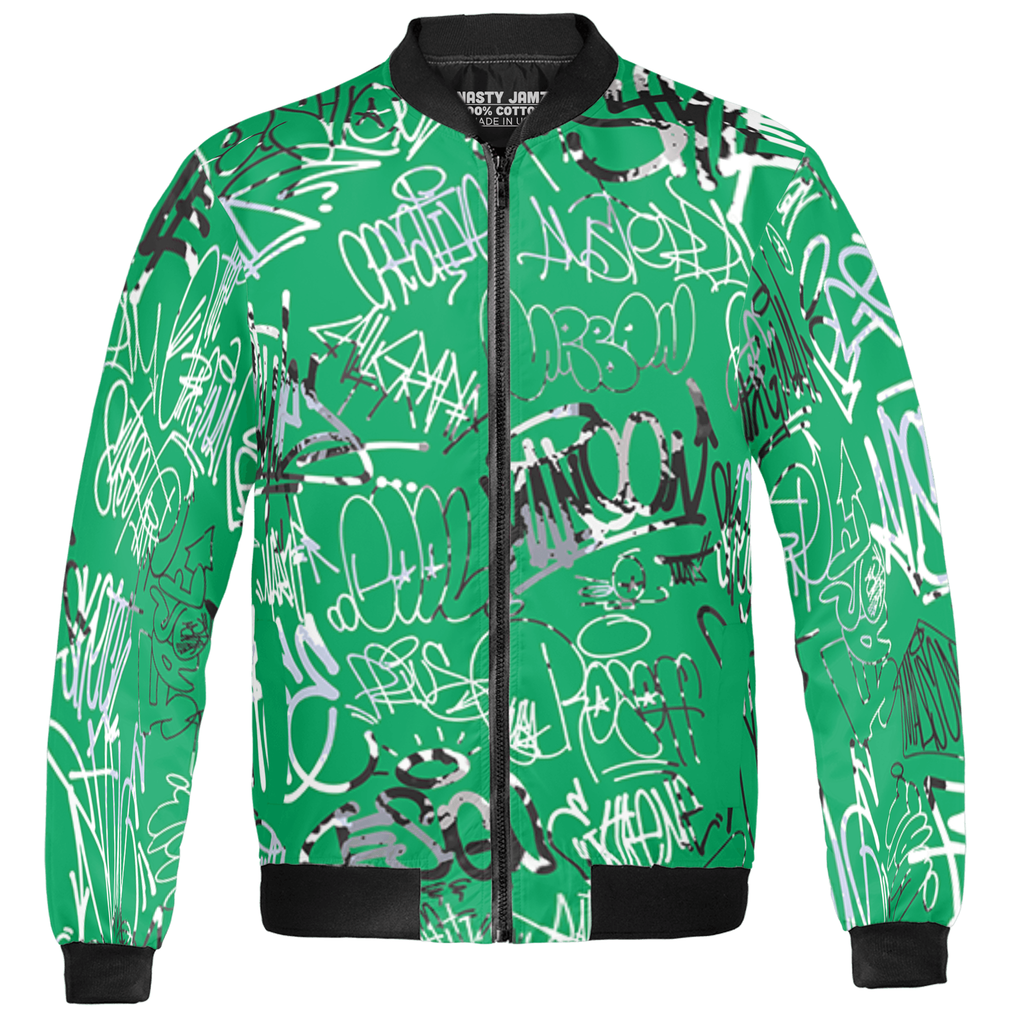 Lucky Green 5s Jacket Match 23 Hiphop 3D All-Over Print Graffiti Pattern - NastyJamz