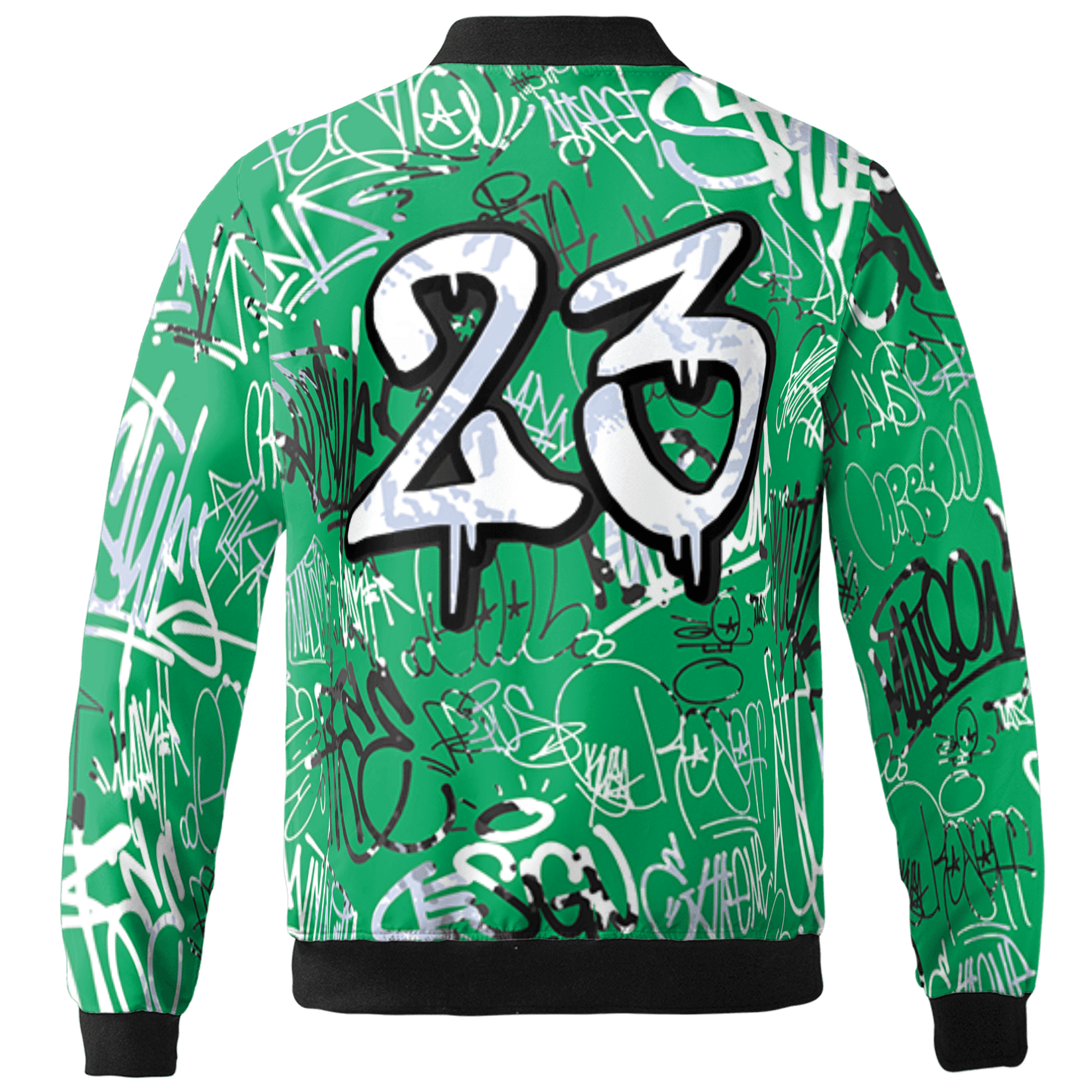 Lucky Green 5s Jacket Match 23 Hiphop 3D All-Over Print Graffiti Pattern - NastyJamz