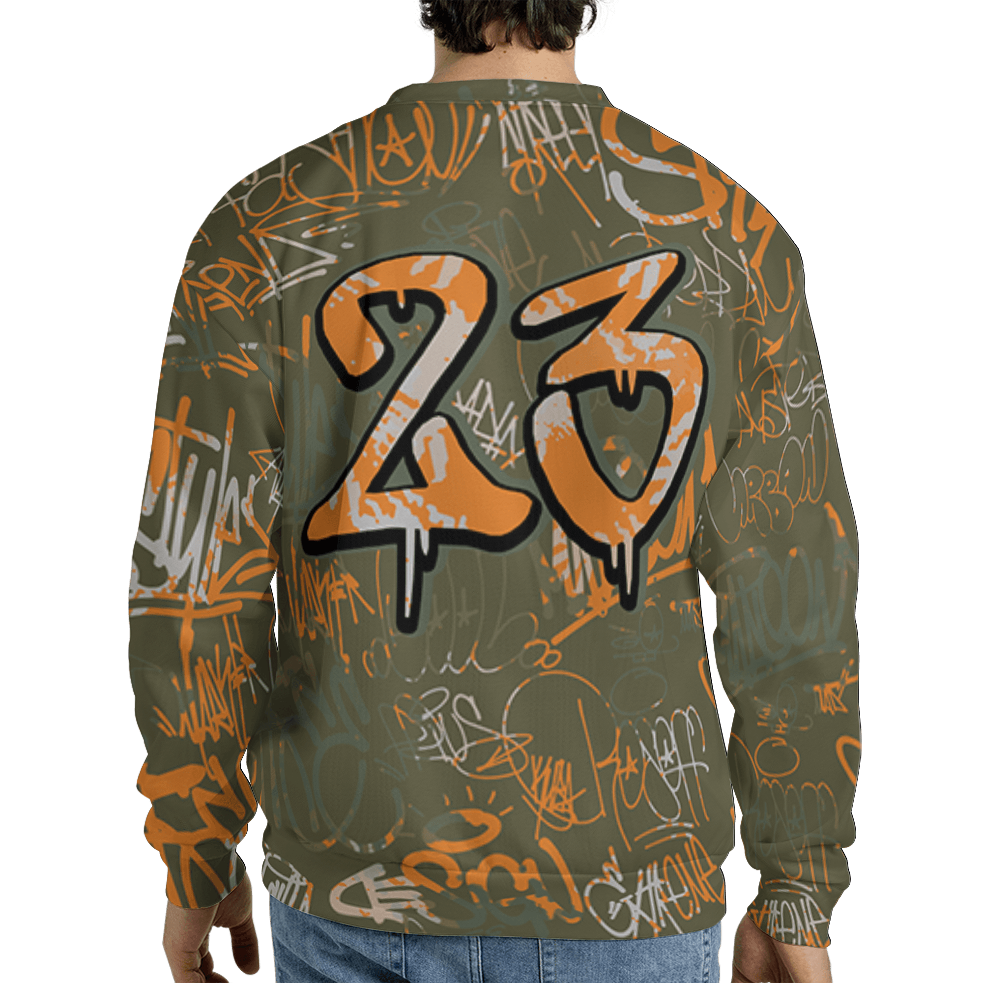 Olive 5s Sweatshirt Match 23 Hiphop 3D All-Over Print Graffiti Pattern - NastyJamz