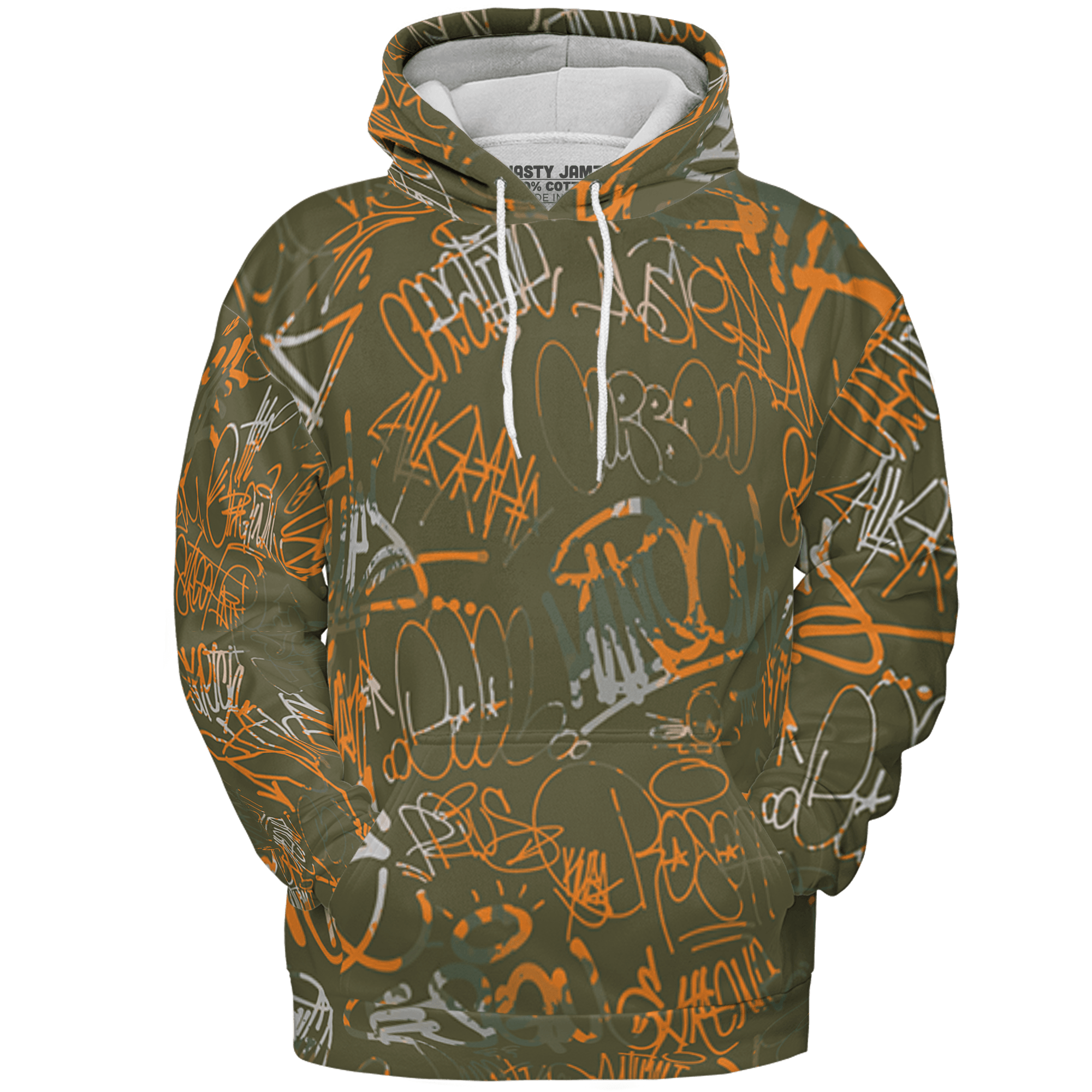 Olive 5s Hoodie Match 23 Hiphop 3D All-Over Print Graffiti Pattern - NastyJamz