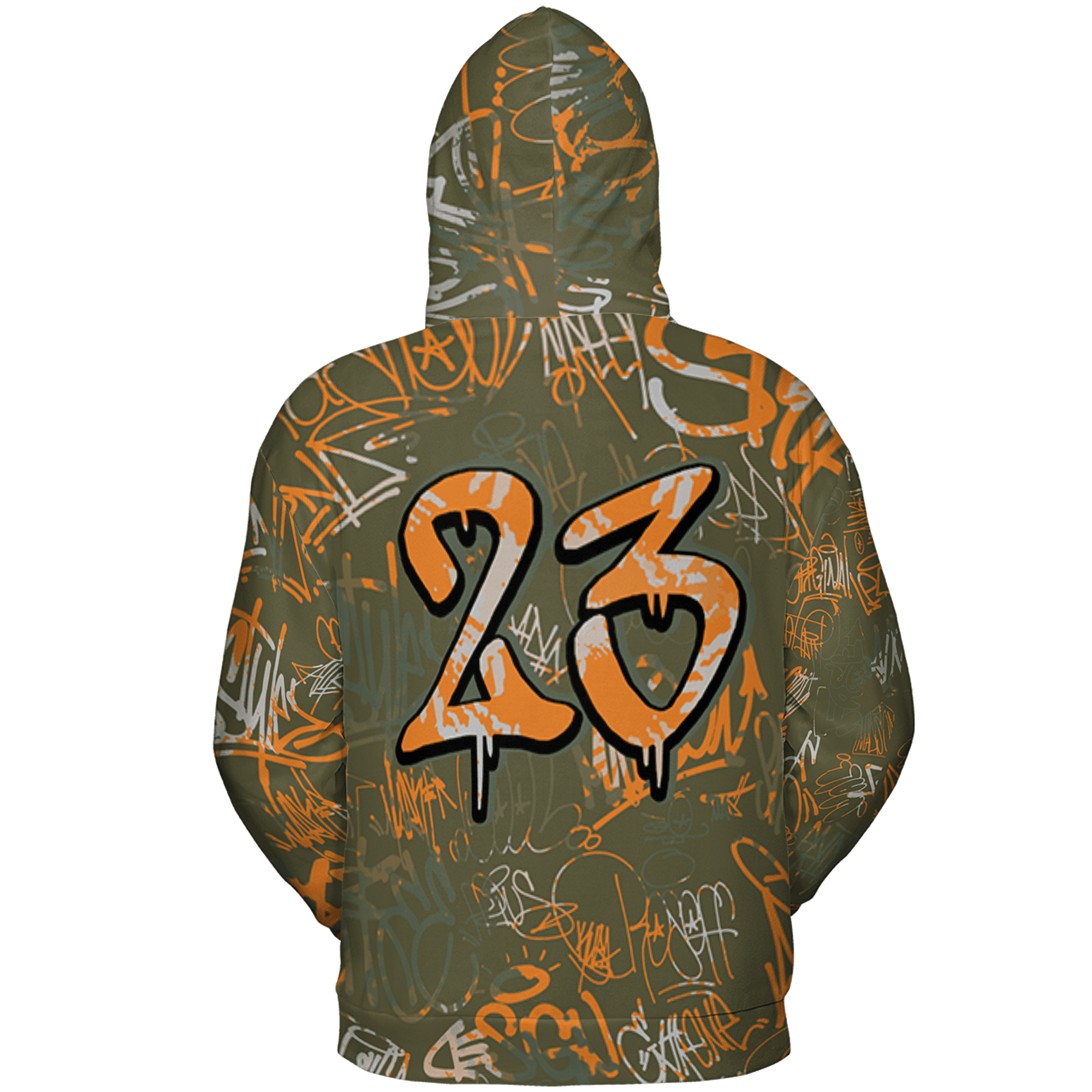 Olive 5s Hoodie Match 23 Hiphop 3D All-Over Print Graffiti Pattern - NastyJamz