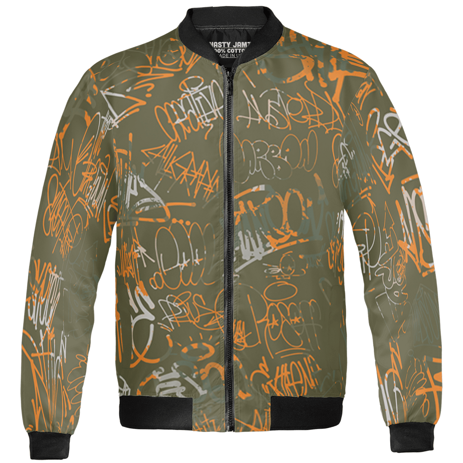 Olive 5s Jacket Match 23 Hiphop 3D All-Over Print Graffiti Pattern - NastyJamz