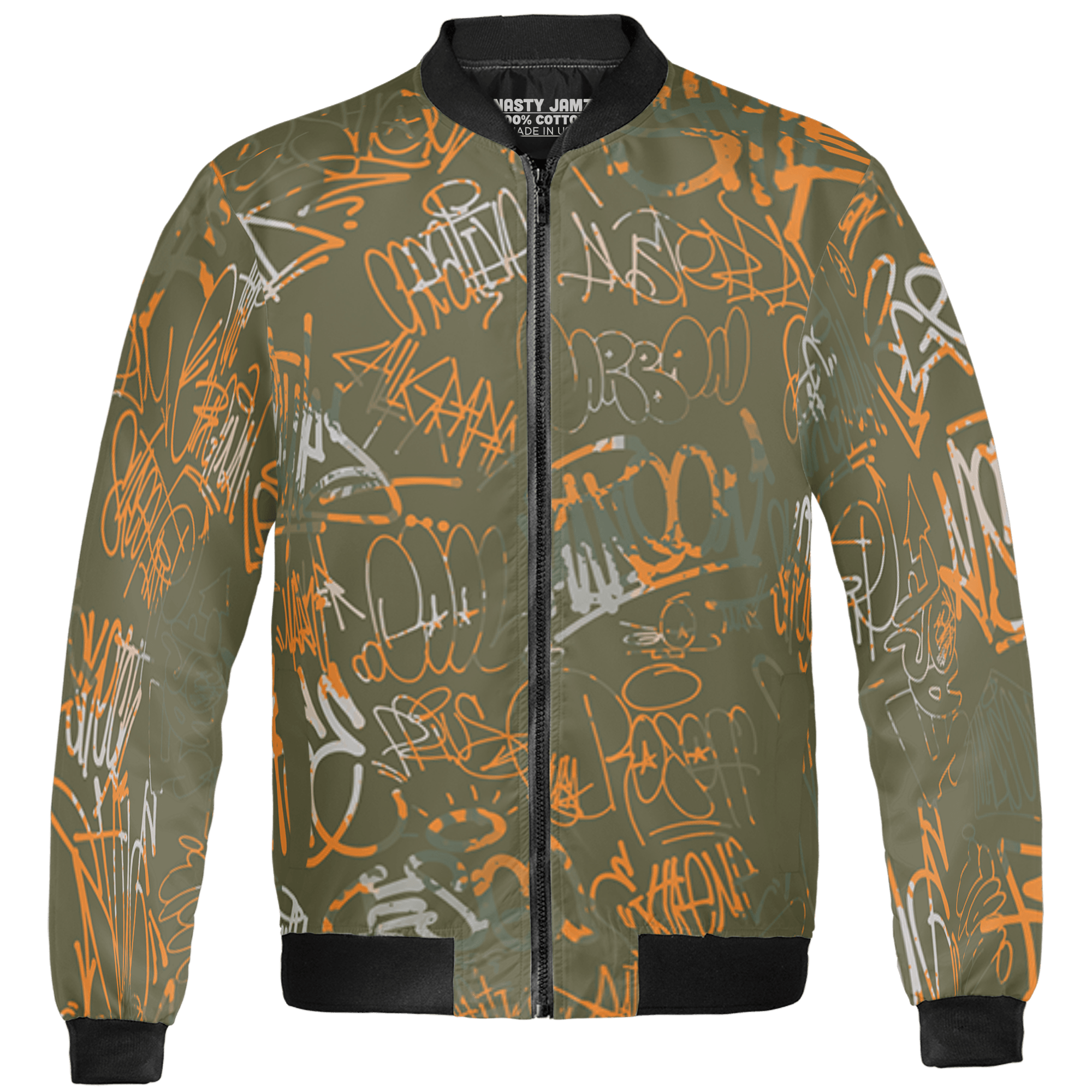 Olive 5s Jacket Match 23 Hiphop 3D All-Over Print Graffiti Pattern - NastyJamz