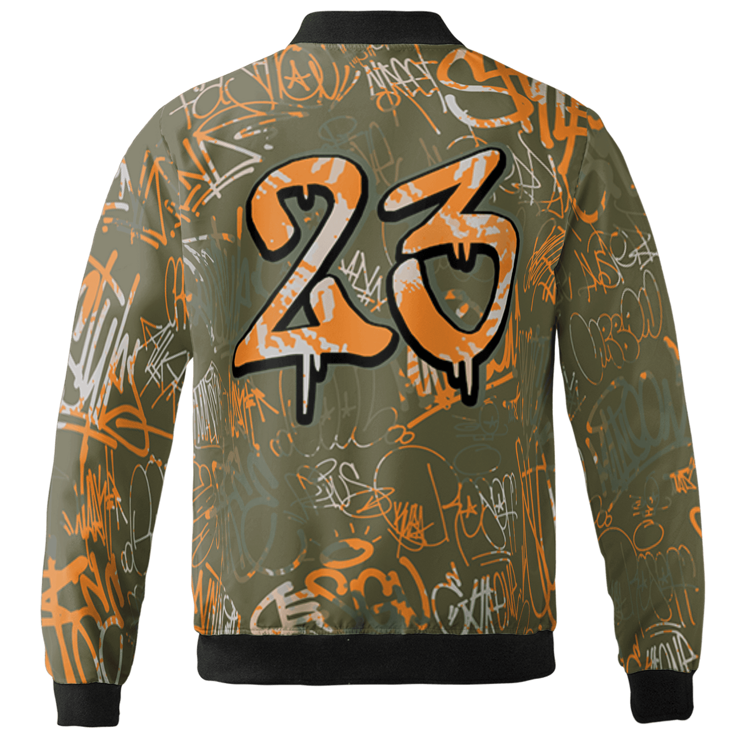 Olive 5s Jacket Match 23 Hiphop 3D All-Over Print Graffiti Pattern - NastyJamz