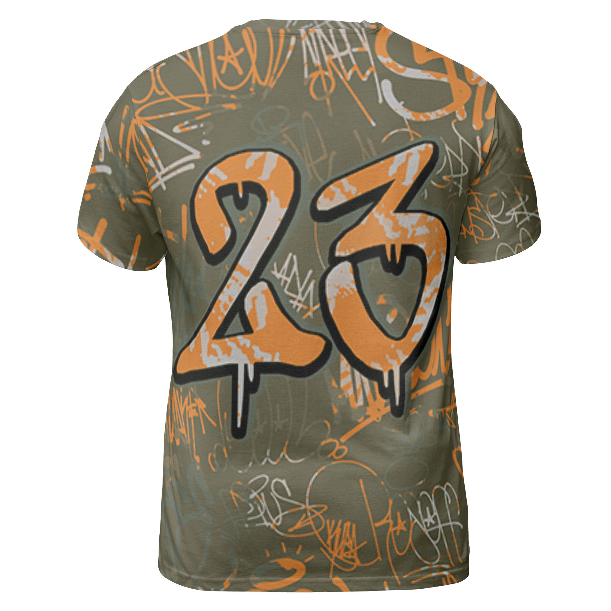 Olive 5s T Shirt Match 23 Hiphop 3D All-Over Print Graffiti Pattern - NastyJamz