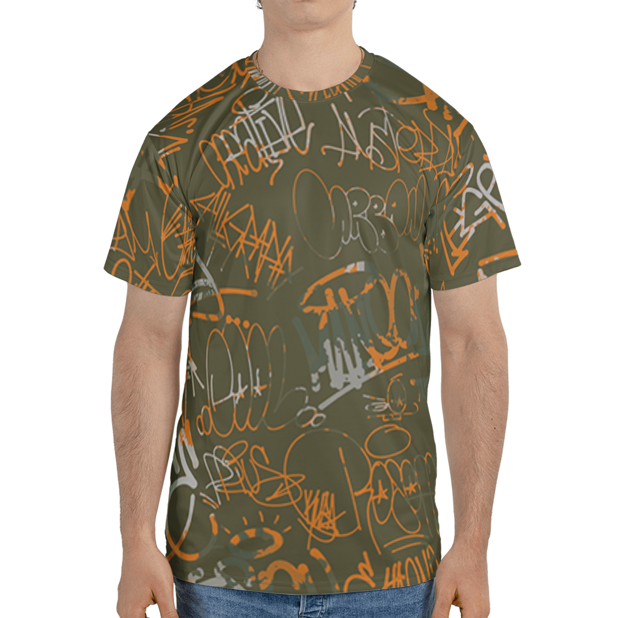 Olive 5s T Shirt Match 23 Hiphop 3D All-Over Print Graffiti Pattern - NastyJamz