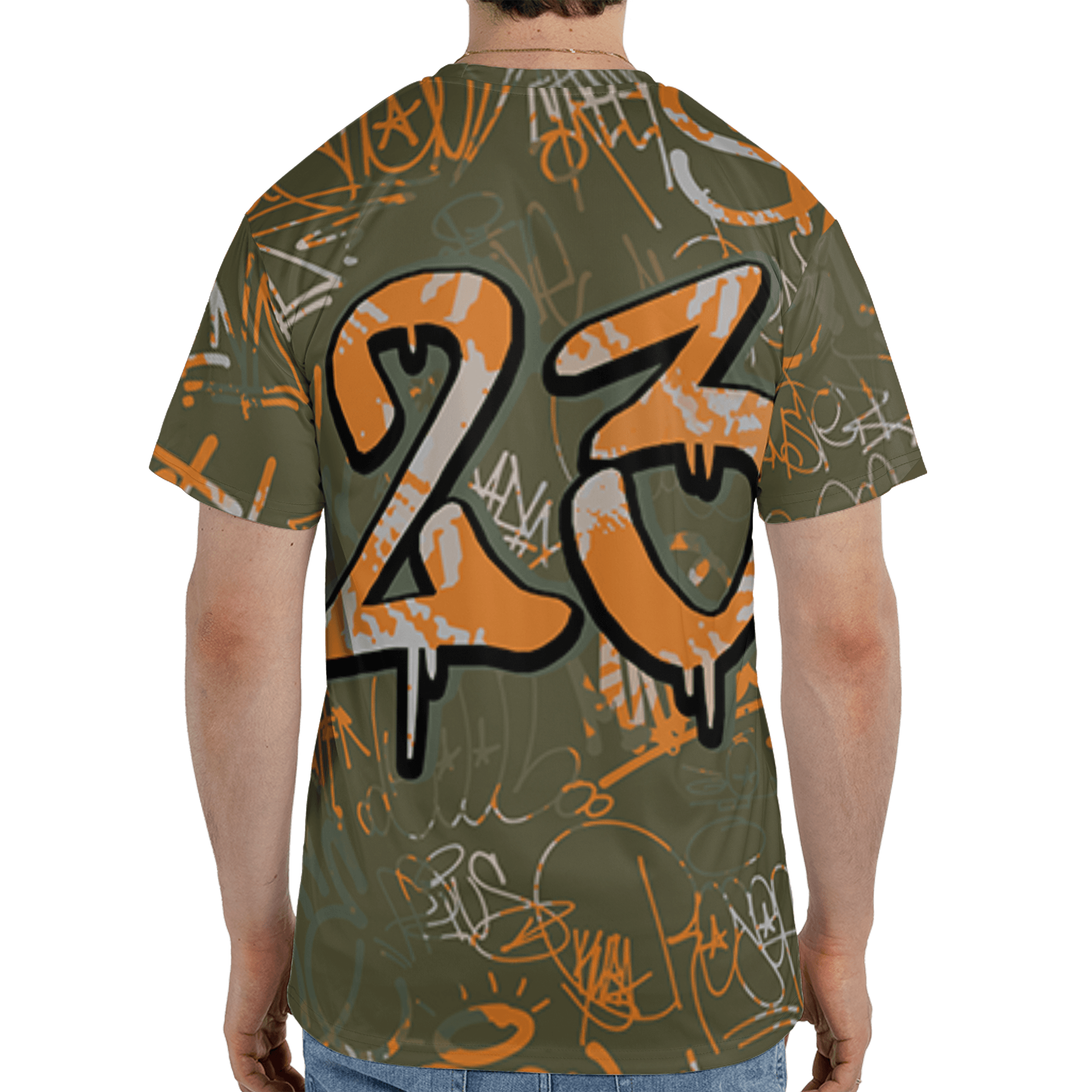 Olive 5s T Shirt Match 23 Hiphop 3D All-Over Print Graffiti Pattern - NastyJamz