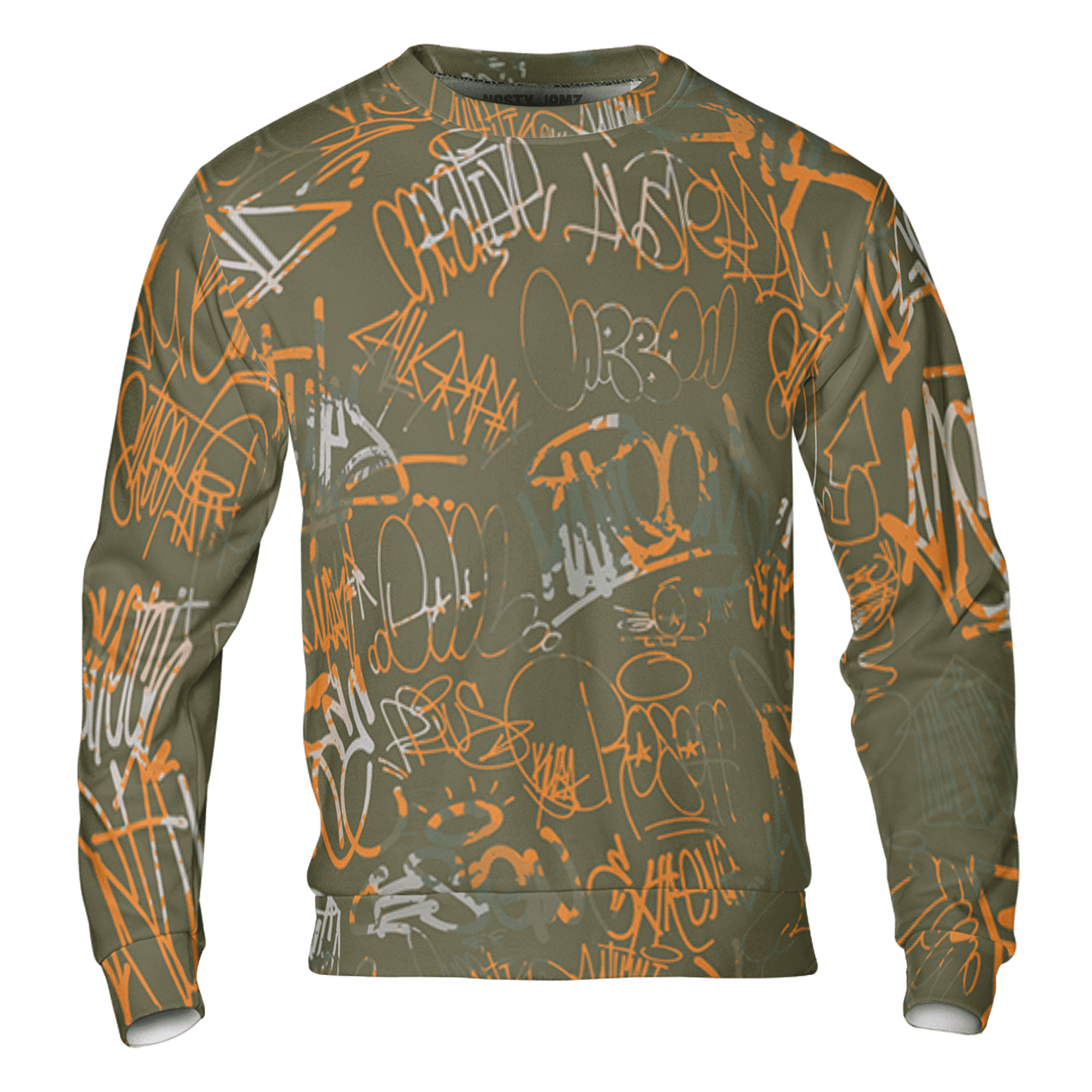 Olive 5s Sweatshirt Match 23 Hiphop 3D All-Over Print Graffiti Pattern - NastyJamz