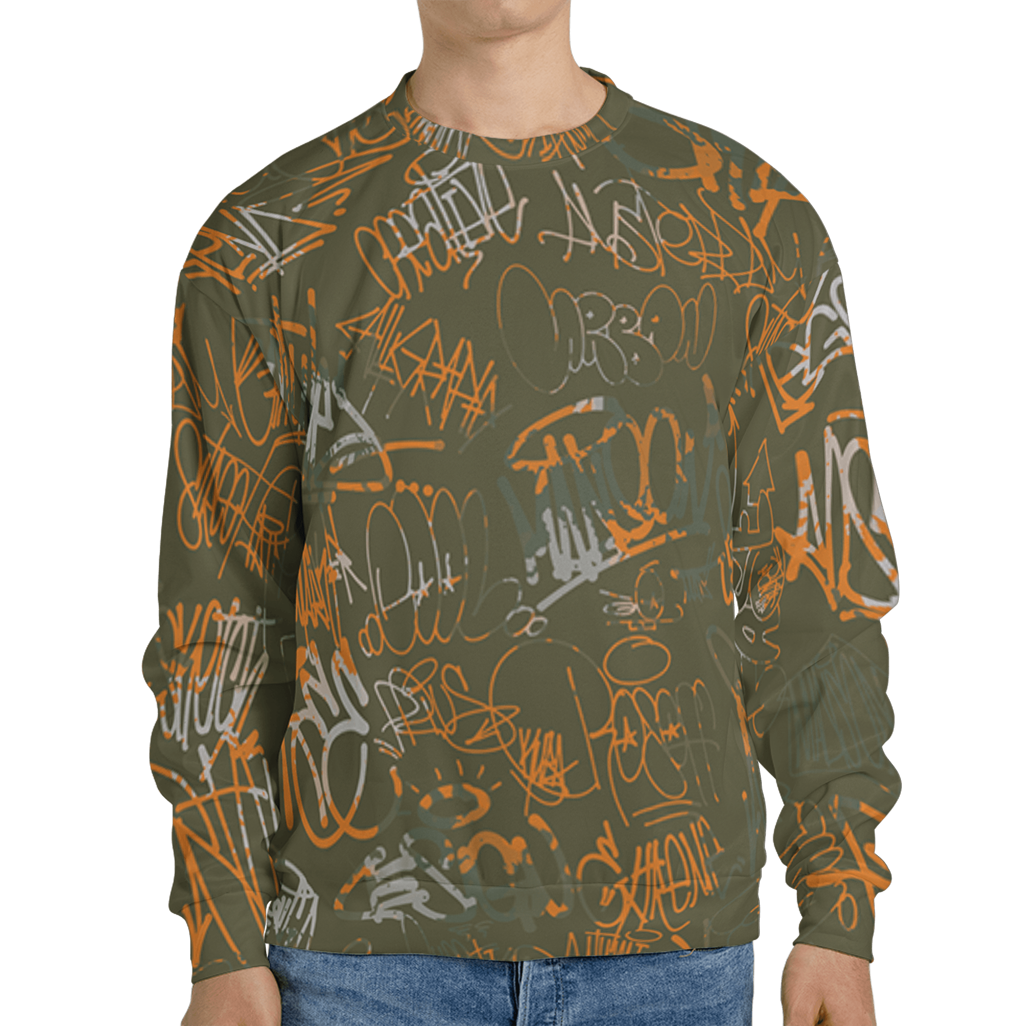 Olive 5s Sweatshirt Match 23 Hiphop 3D All-Over Print Graffiti Pattern - NastyJamz