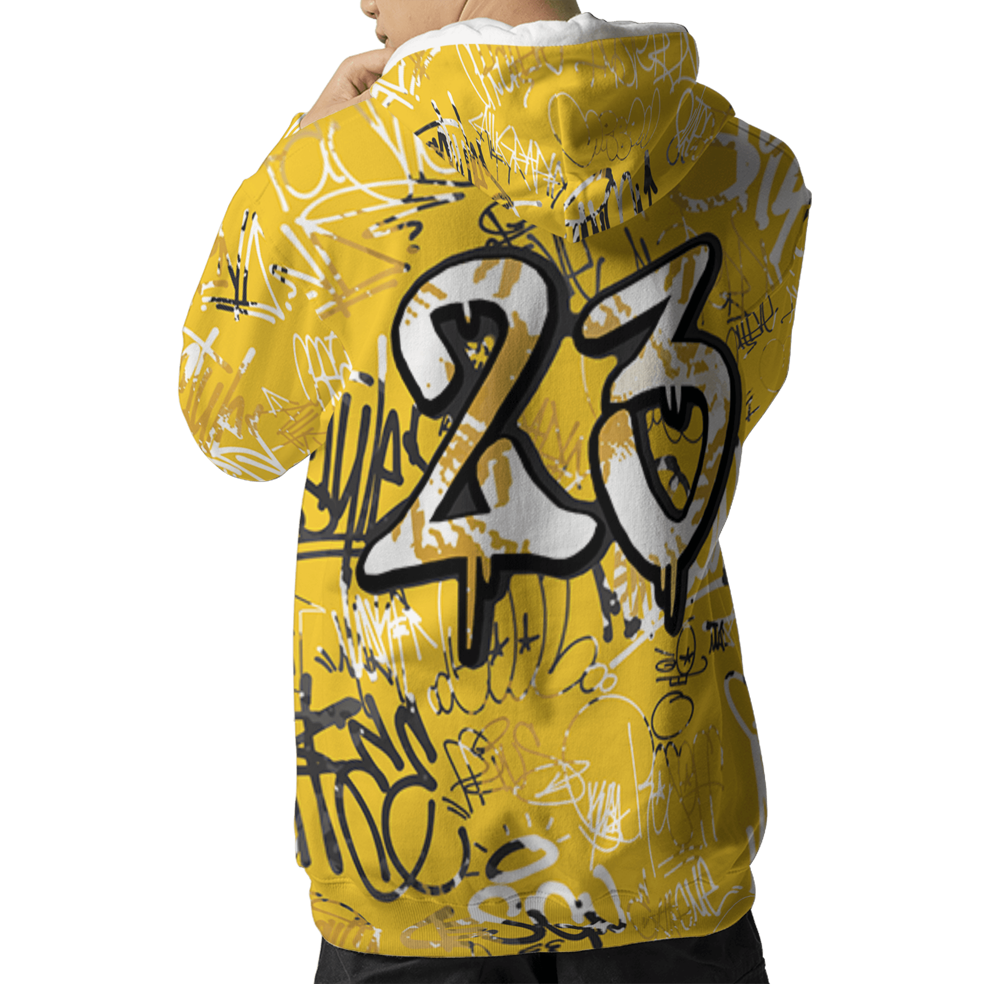 Yellow Ochre 6s Hoodie Match 23 Hiphop 3D All-Over Print Graffiti Pattern - NastyJamz