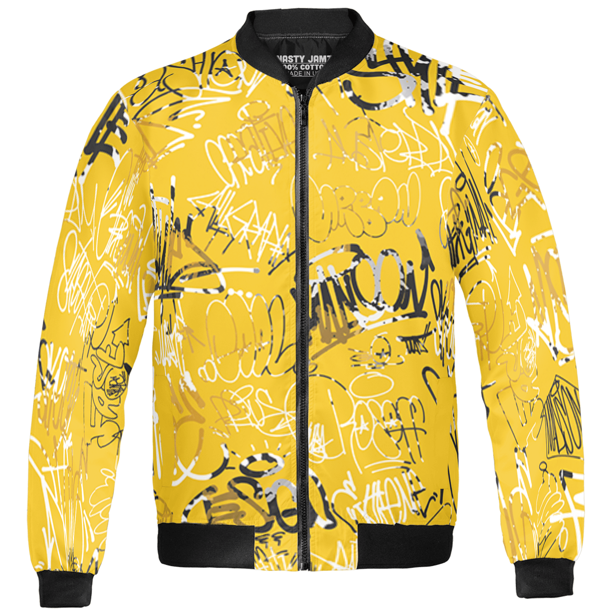 Yellow Ochre 6s Jacket Match 23 Hiphop 3D All-Over Print Graffiti Pattern - NastyJamz