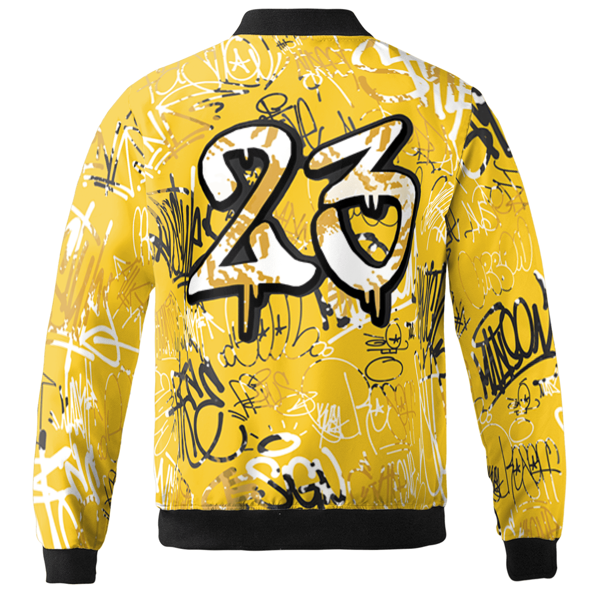 Yellow Ochre 6s Jacket Match 23 Hiphop 3D All-Over Print Graffiti Pattern - NastyJamz
