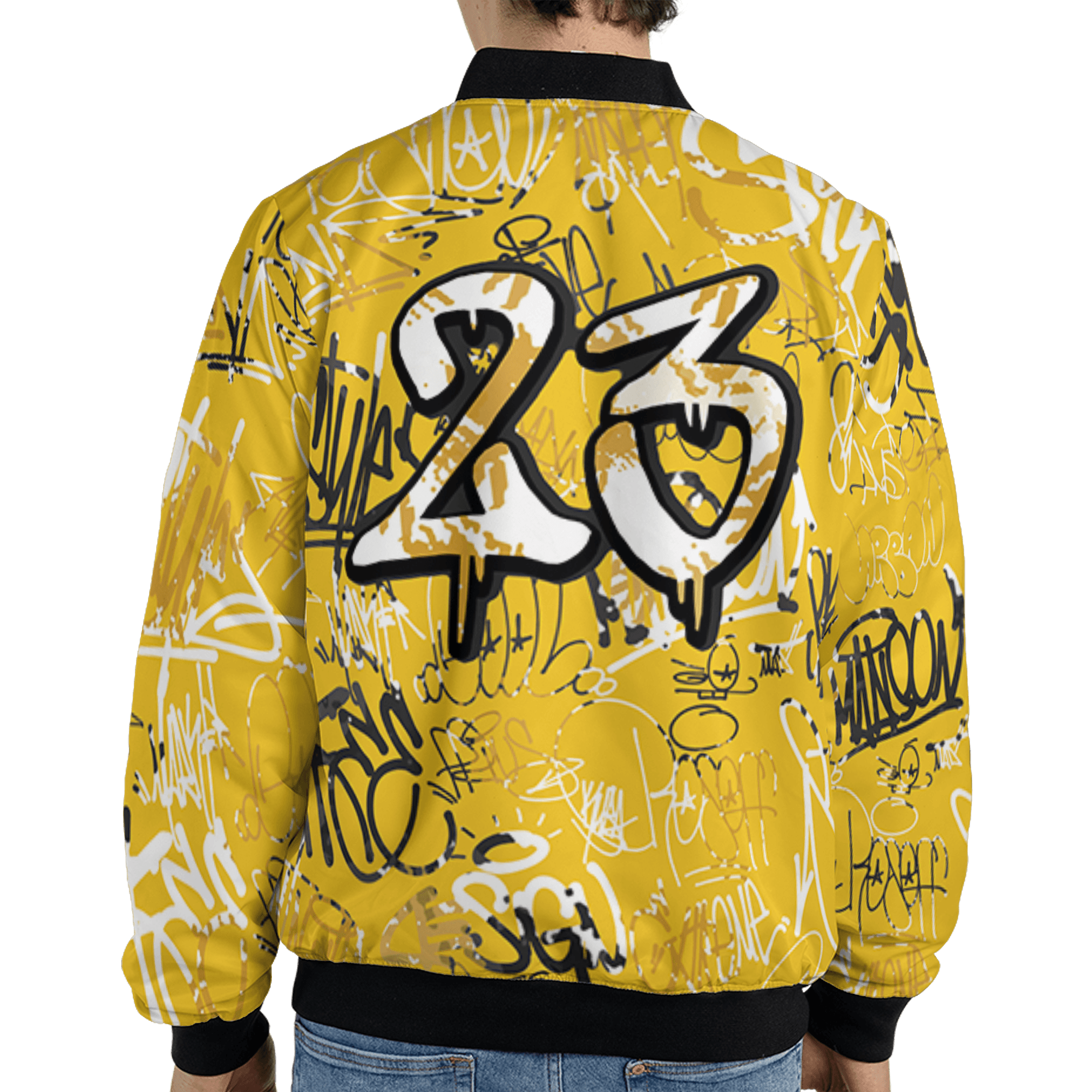 Yellow Ochre 6s Jacket Match 23 Hiphop 3D All-Over Print Graffiti Pattern - NastyJamz