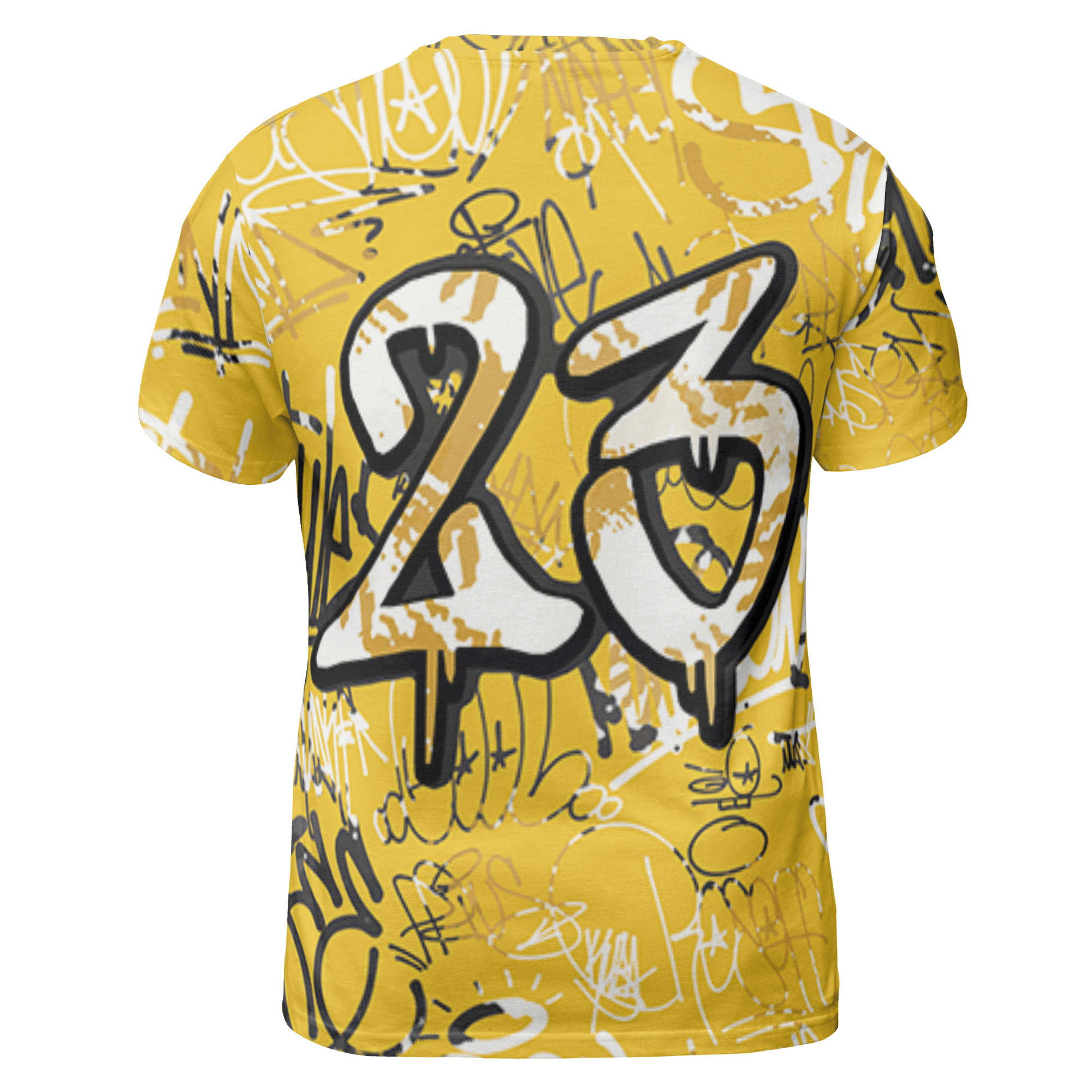 Yellow Ochre 6s T Shirt Match 23 Hiphop 3D All-Over Print Graffiti Pattern - NastyJamz