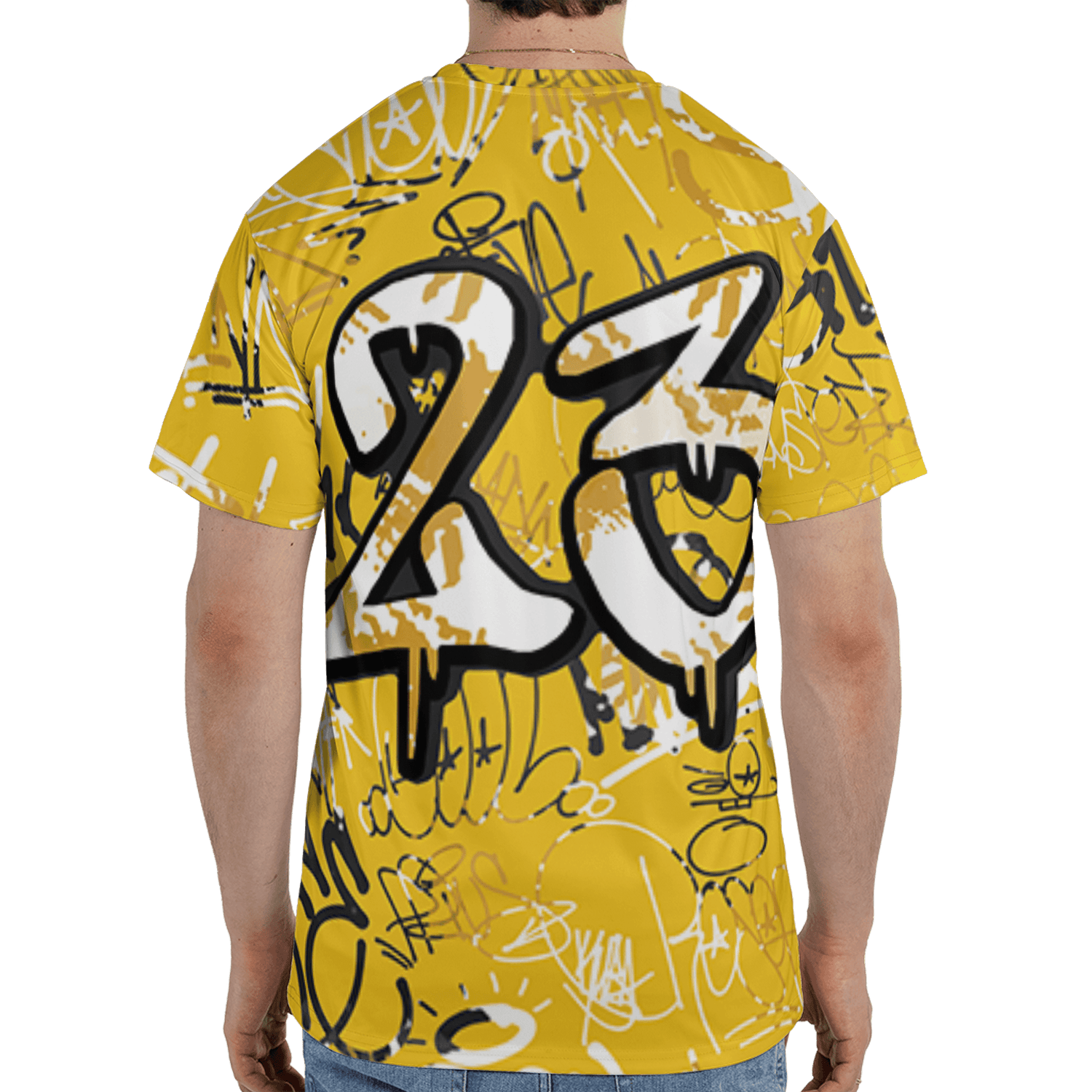 Yellow Ochre 6s T Shirt Match 23 Hiphop 3D All-Over Print Graffiti Pattern - NastyJamz
