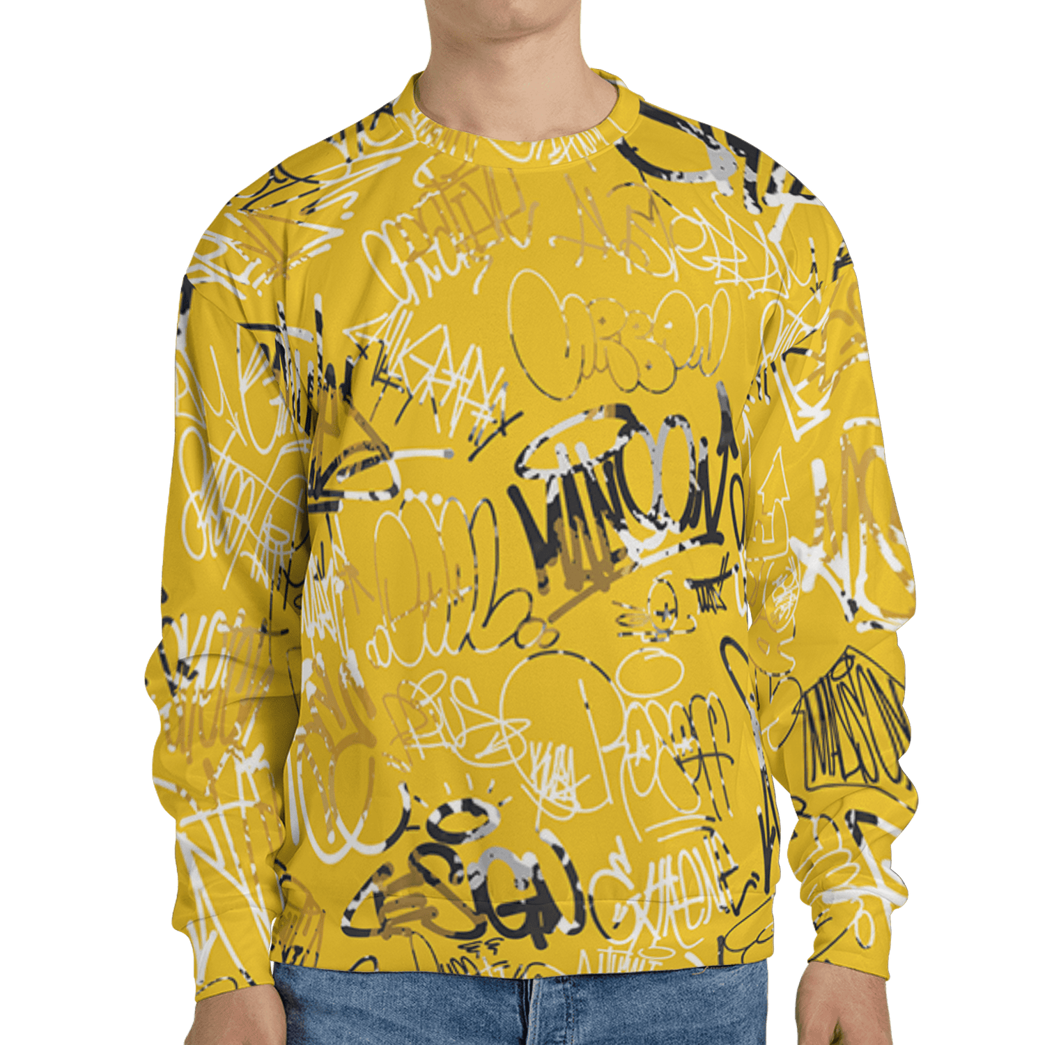 Yellow Ochre 6s Sweatshirt Match 23 Hiphop 3D All-Over Print Graffiti Pattern - NastyJamz