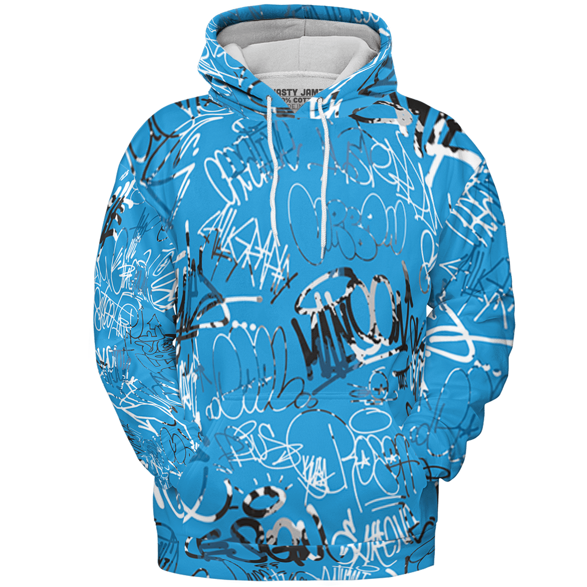 Powder Blue 9s Hoodie Match 23 Hiphop 3D All-Over Print Graffiti Pattern - NastyJamz