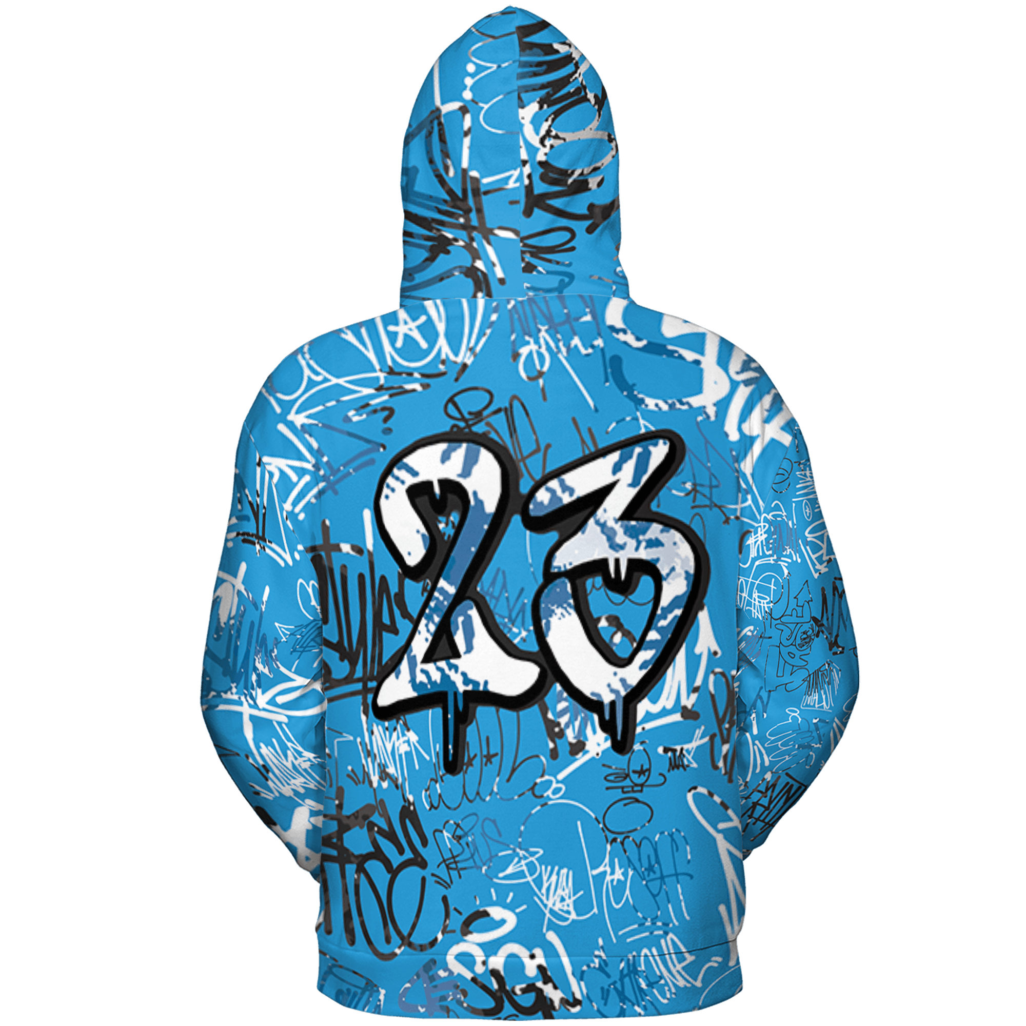 Powder Blue 9s Hoodie Match 23 Hiphop 3D All-Over Print Graffiti Pattern - NastyJamz