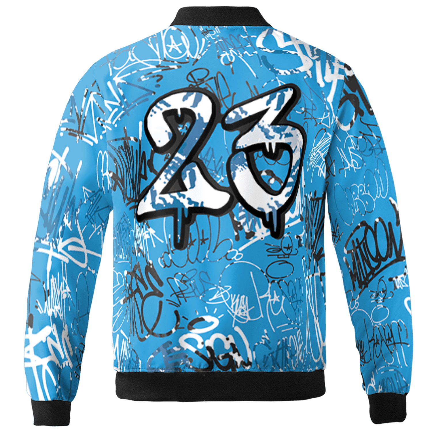 Powder Blue 9s Jacket Match 23 Hiphop 3D All-Over Print Graffiti Pattern - NastyJamz