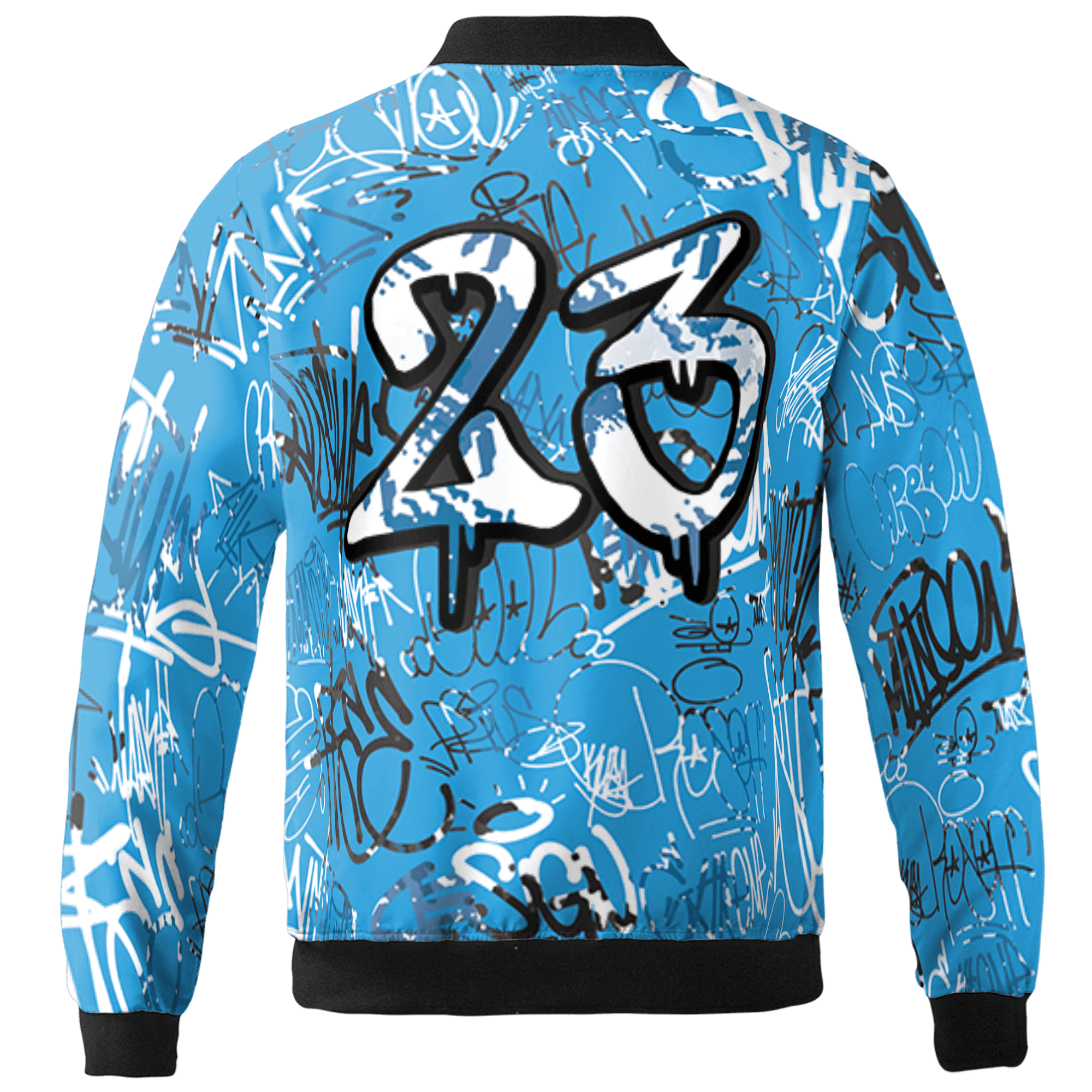 Powder Blue 9s Jacket Match 23 Hiphop 3D All-Over Print Graffiti Pattern - NastyJamz
