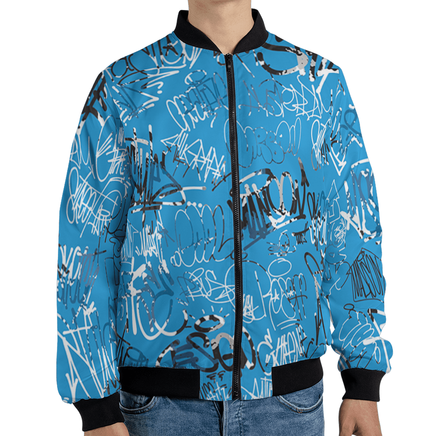 Powder Blue 9s Jacket Match 23 Hiphop 3D All-Over Print Graffiti Pattern - NastyJamz