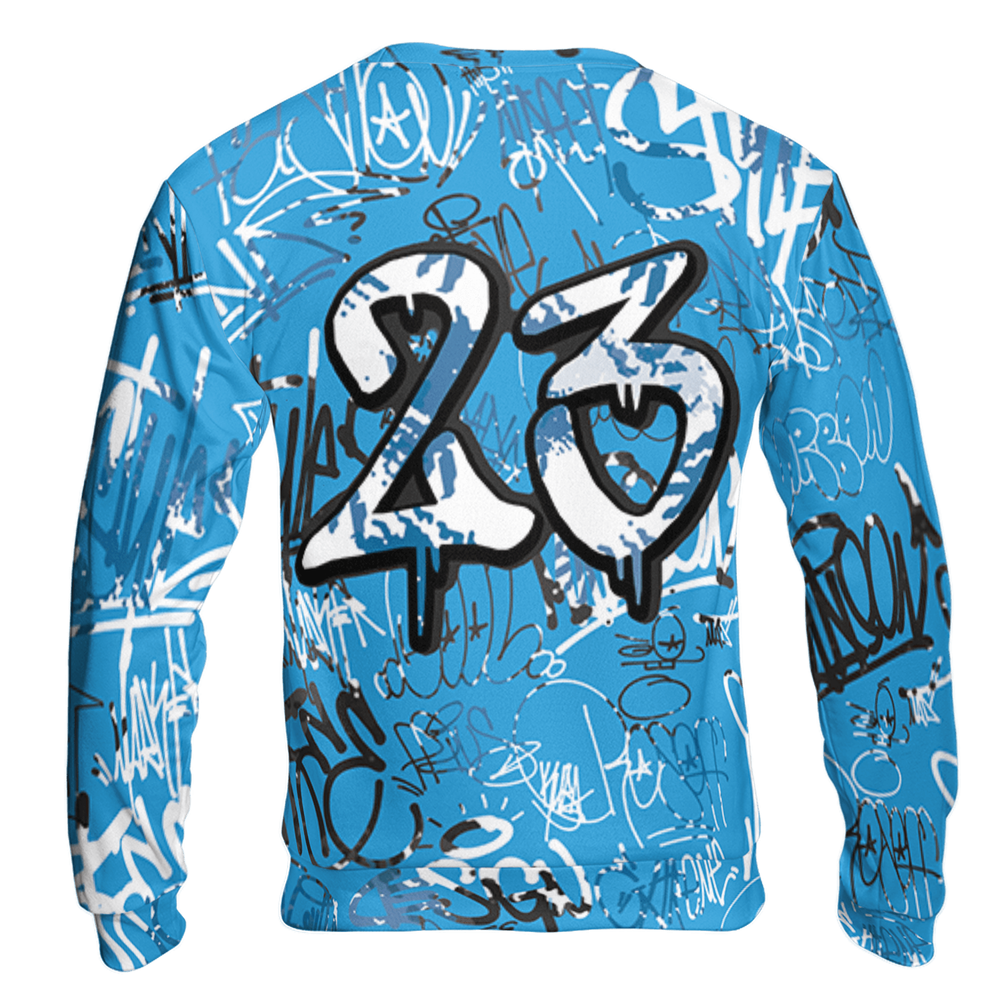 Powder Blue 9s Sweatshirt Match 23 Hiphop 3D All-Over Print Graffiti Pattern - NastyJamz