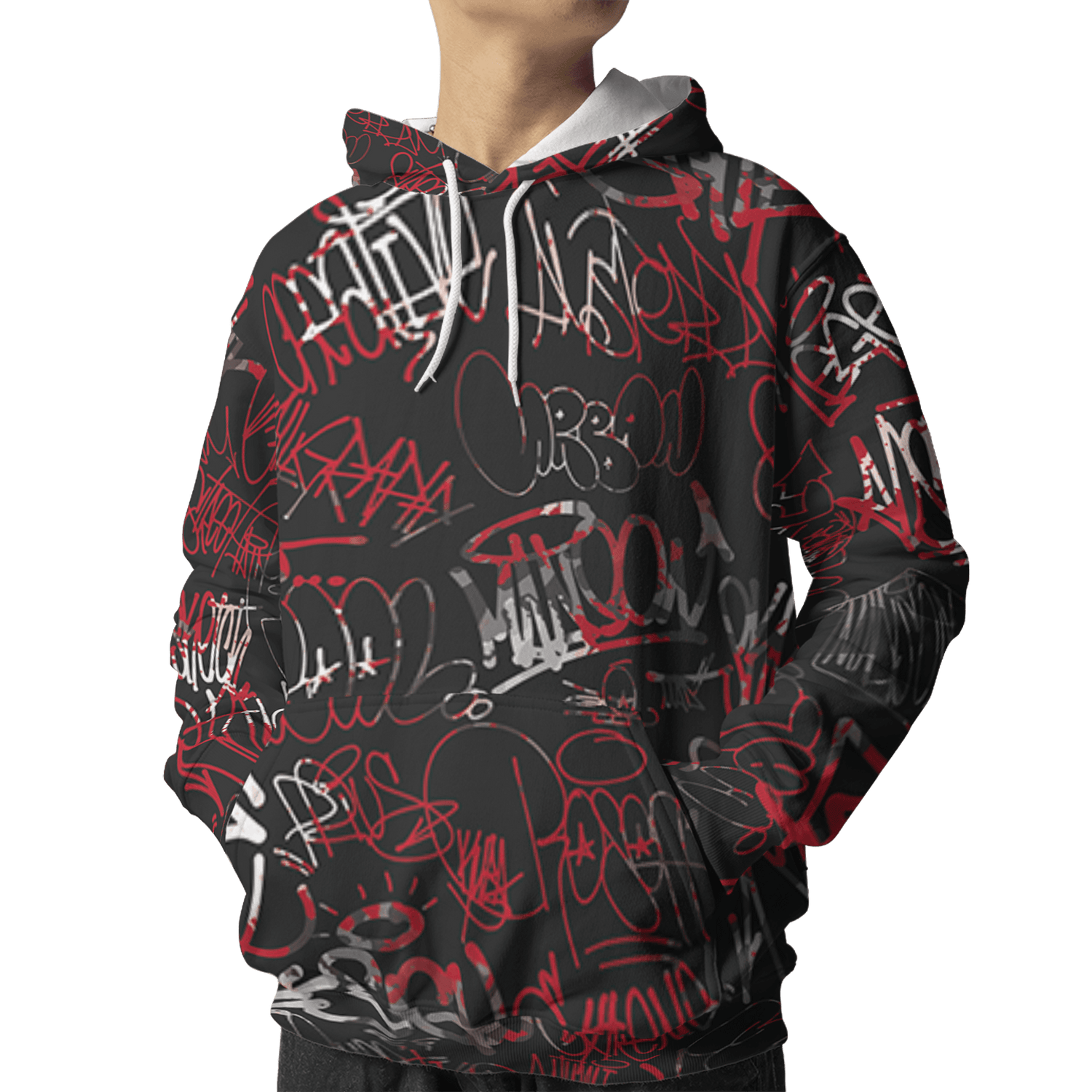 Spizike Low Bred Hoodie Match 23 Hiphop 3D All-Over Print Graffiti Pattern - NastyJamz