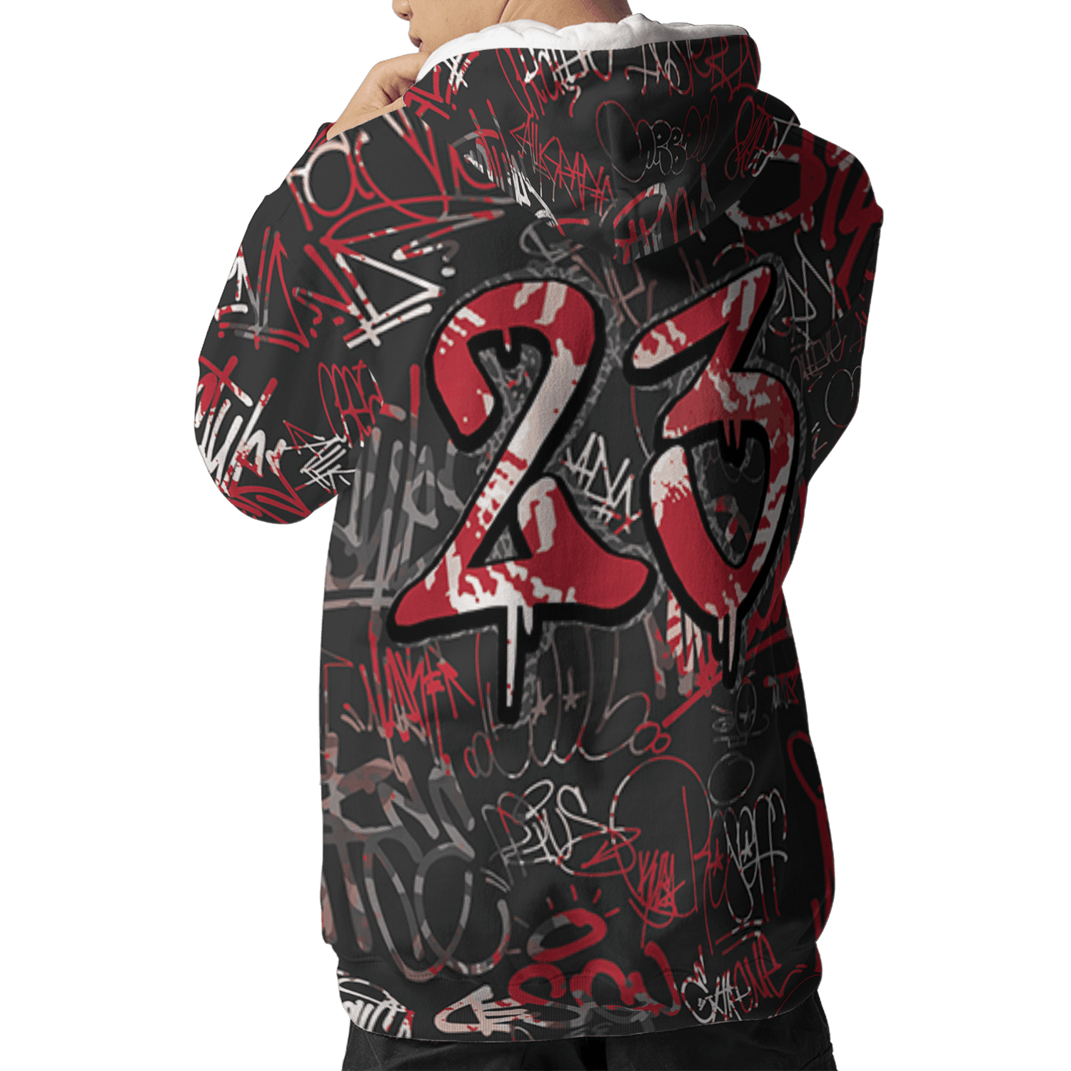 Spizike Low Bred Hoodie Match 23 Hiphop 3D All-Over Print Graffiti Pattern - NastyJamz