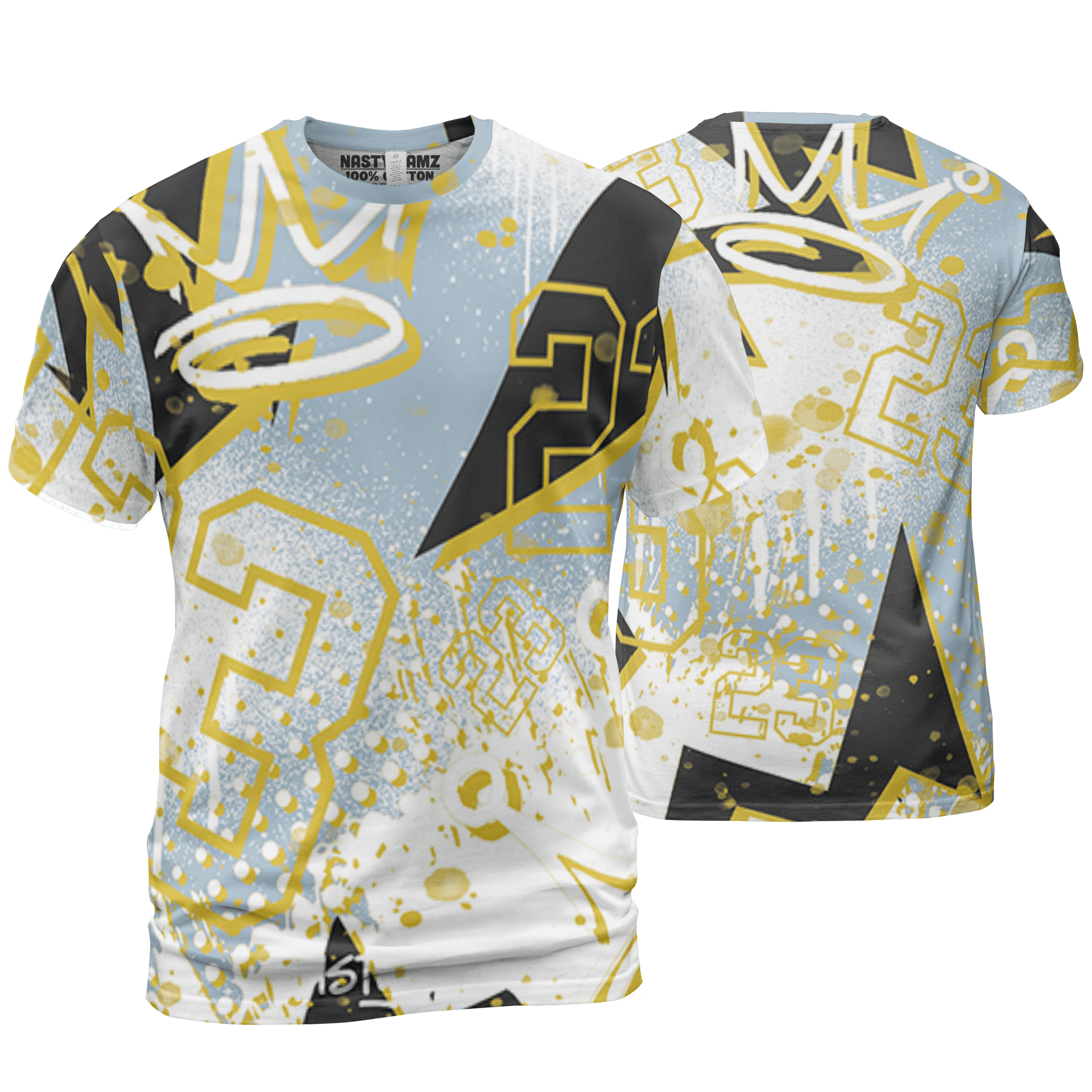 Blue Grey 13s T Shirt Match 23 King 3D All-Over Print Zigzag - NastyJamz