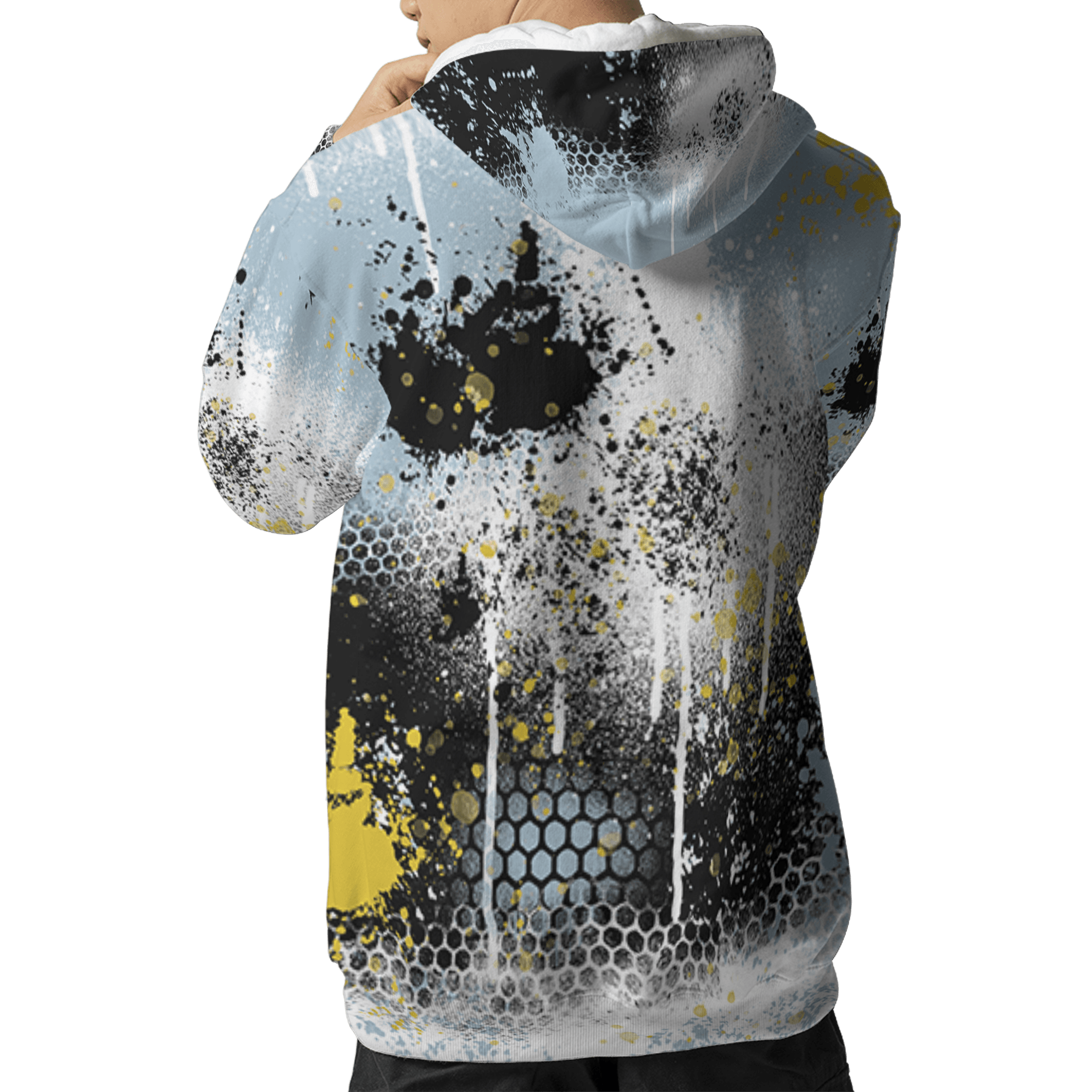 Blue Grey 13s Hoodie Match 23 Painted Graffiti 3D All-Over Print - NastyJamz