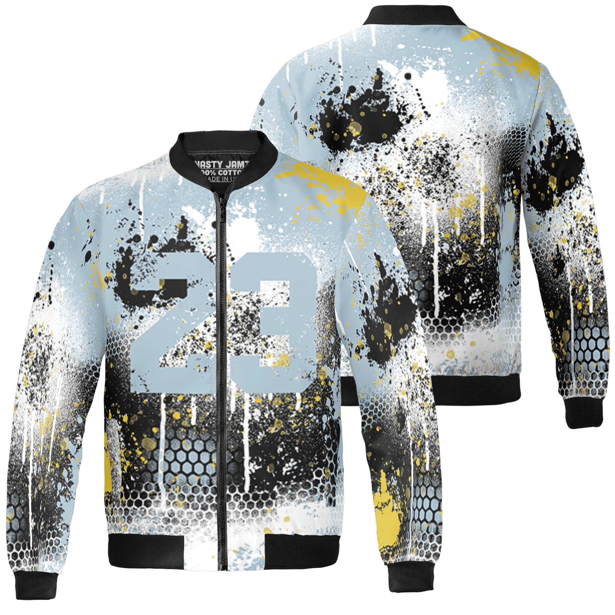Blue Grey 13s Jacket Match 23 Painted Graffiti 3D All-Over Print - NastyJamz