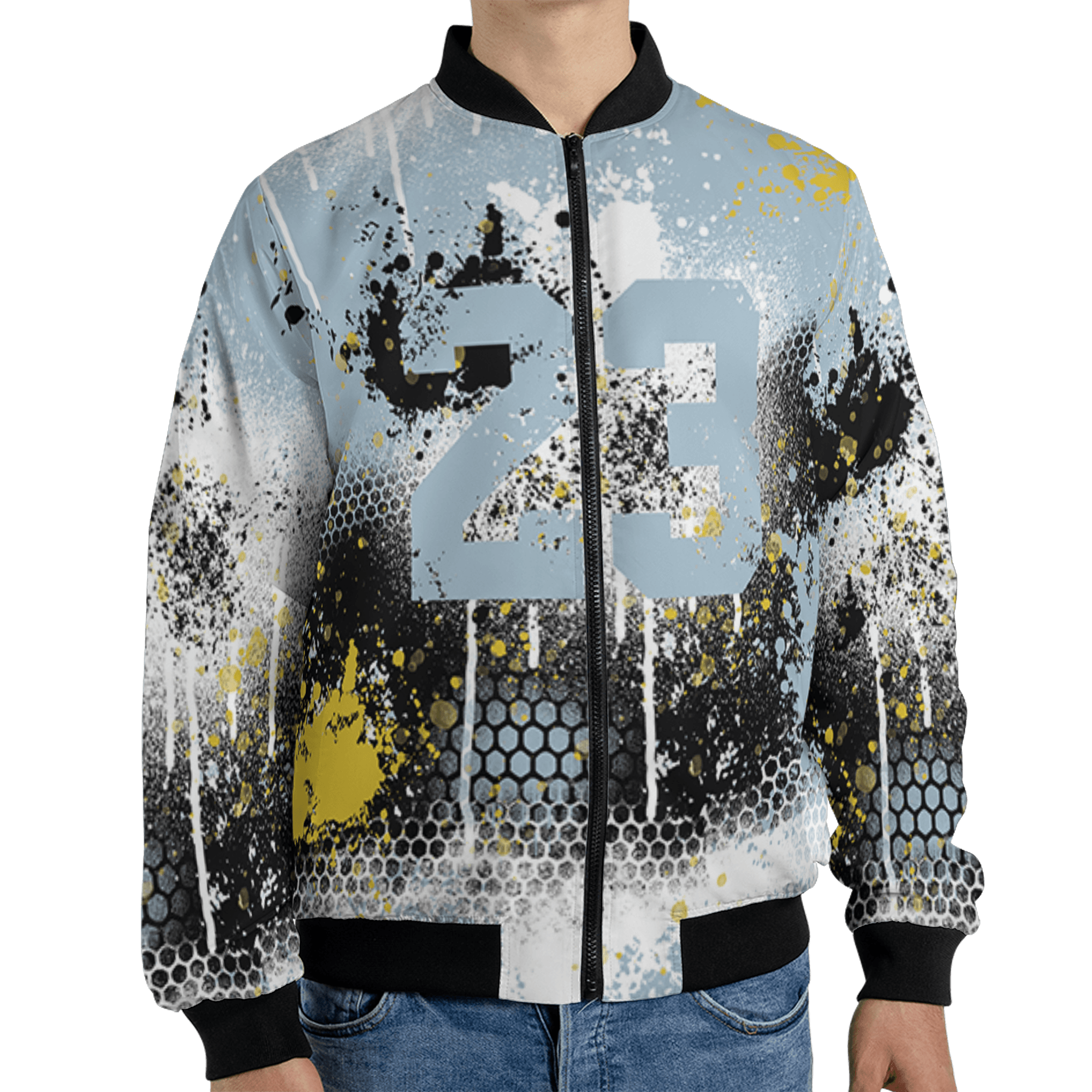 Blue Grey 13s Jacket Match 23 Painted Graffiti 3D All-Over Print - NastyJamz