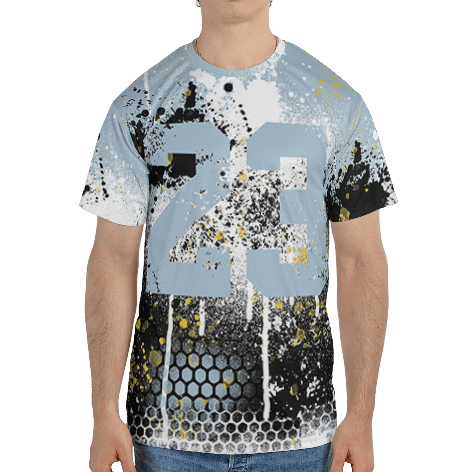 Blue Grey 13s T Shirt Match 23 Painted Graffiti 3D All-Over Print - NastyJamz