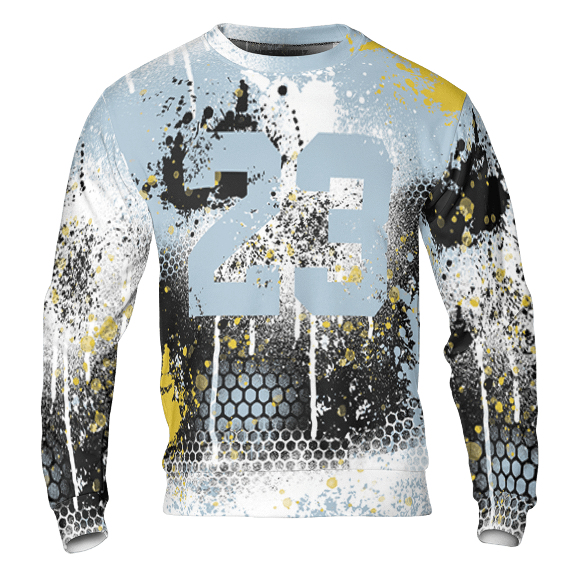 Blue Grey 13s Sweatshirt Match 23 Painted Graffiti 3D All-Over Print - NastyJamz