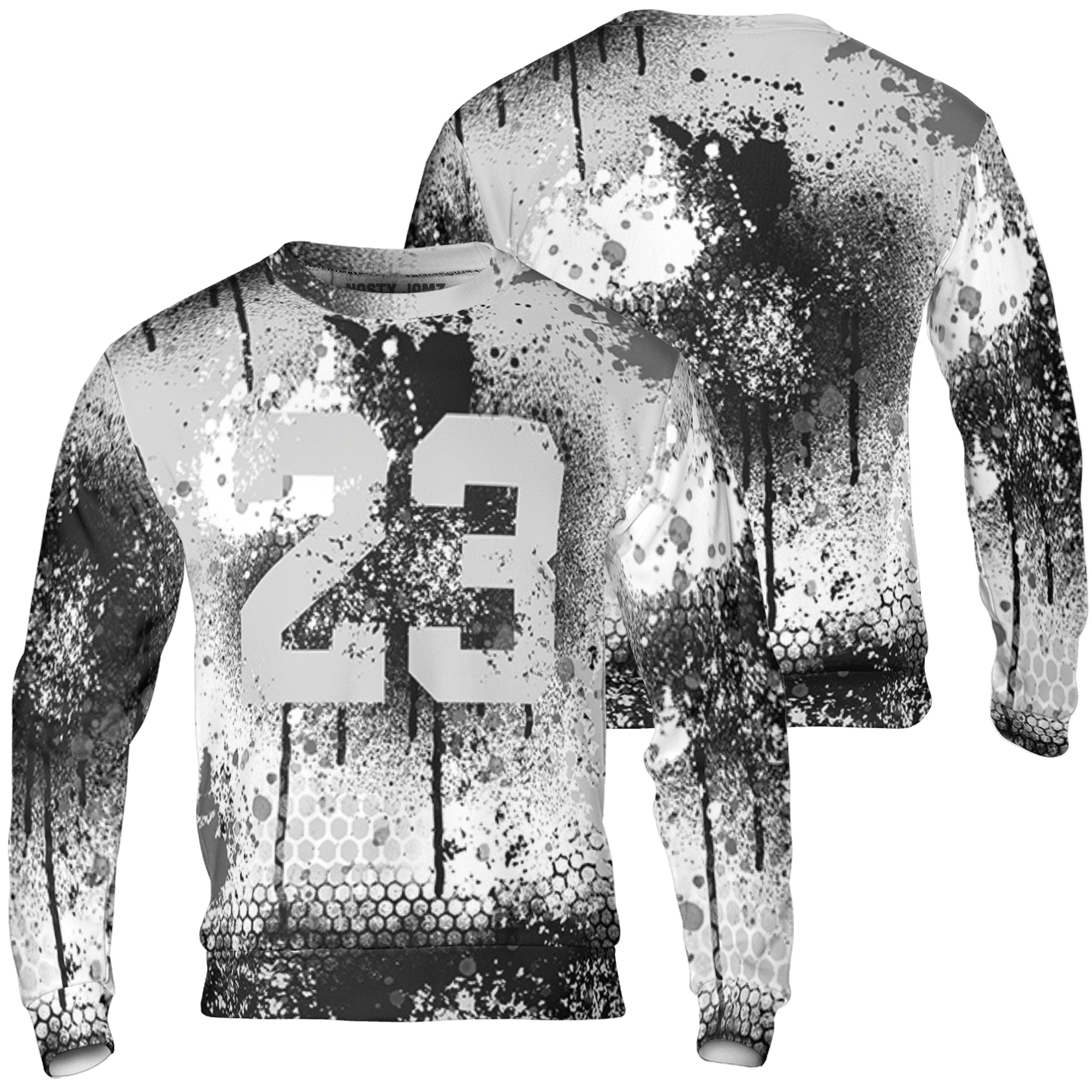 Retro High OG Black White 1s Sweatshirt Match 23 Painted Graffiti 3D All-Over Print - NastyJamz