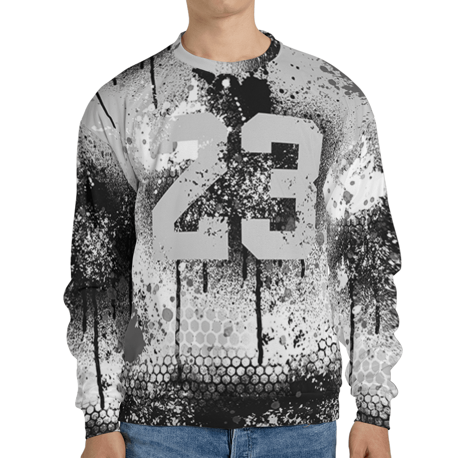 Retro High OG Black White 1s Sweatshirt Match 23 Painted Graffiti 3D All-Over Print - NastyJamz