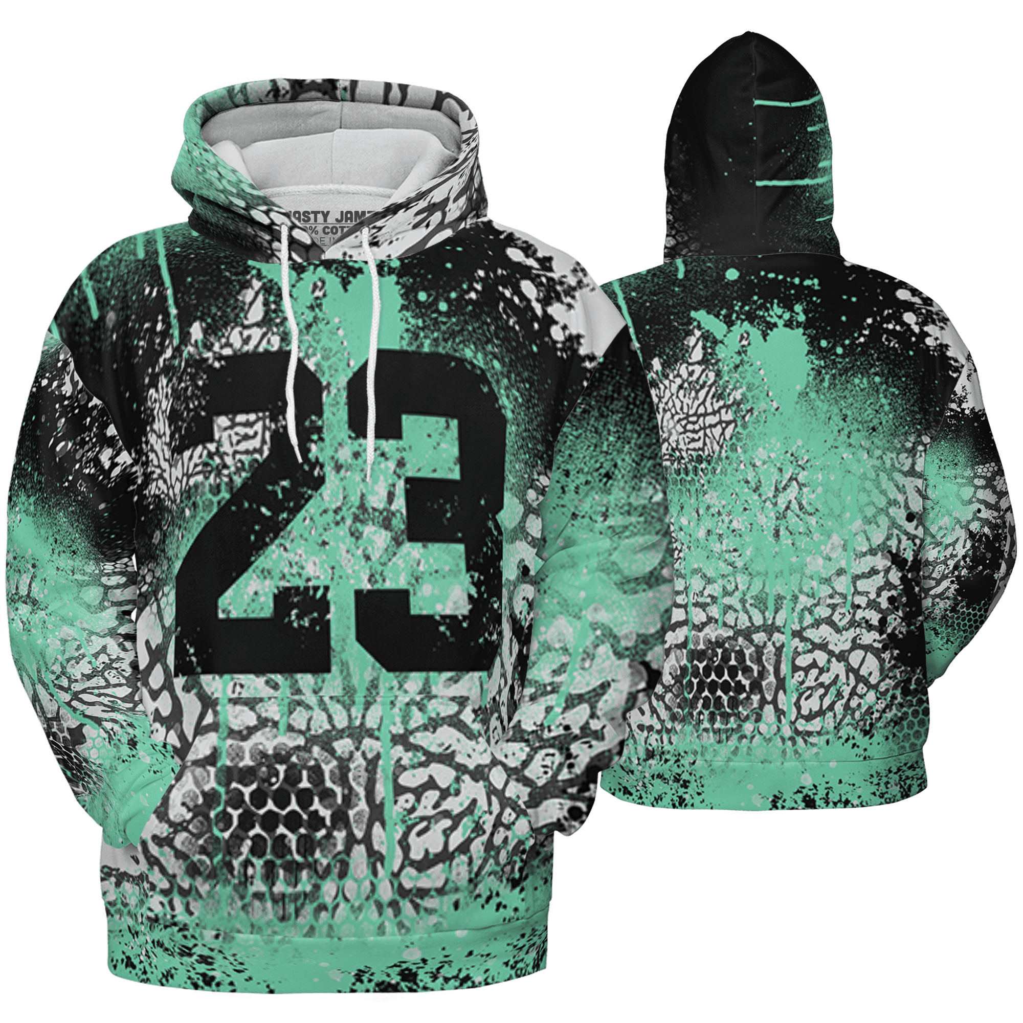 Green Glow 3s Hoodie Match 23 Painted Graffiti 3D All-Over Print - NastyJamz