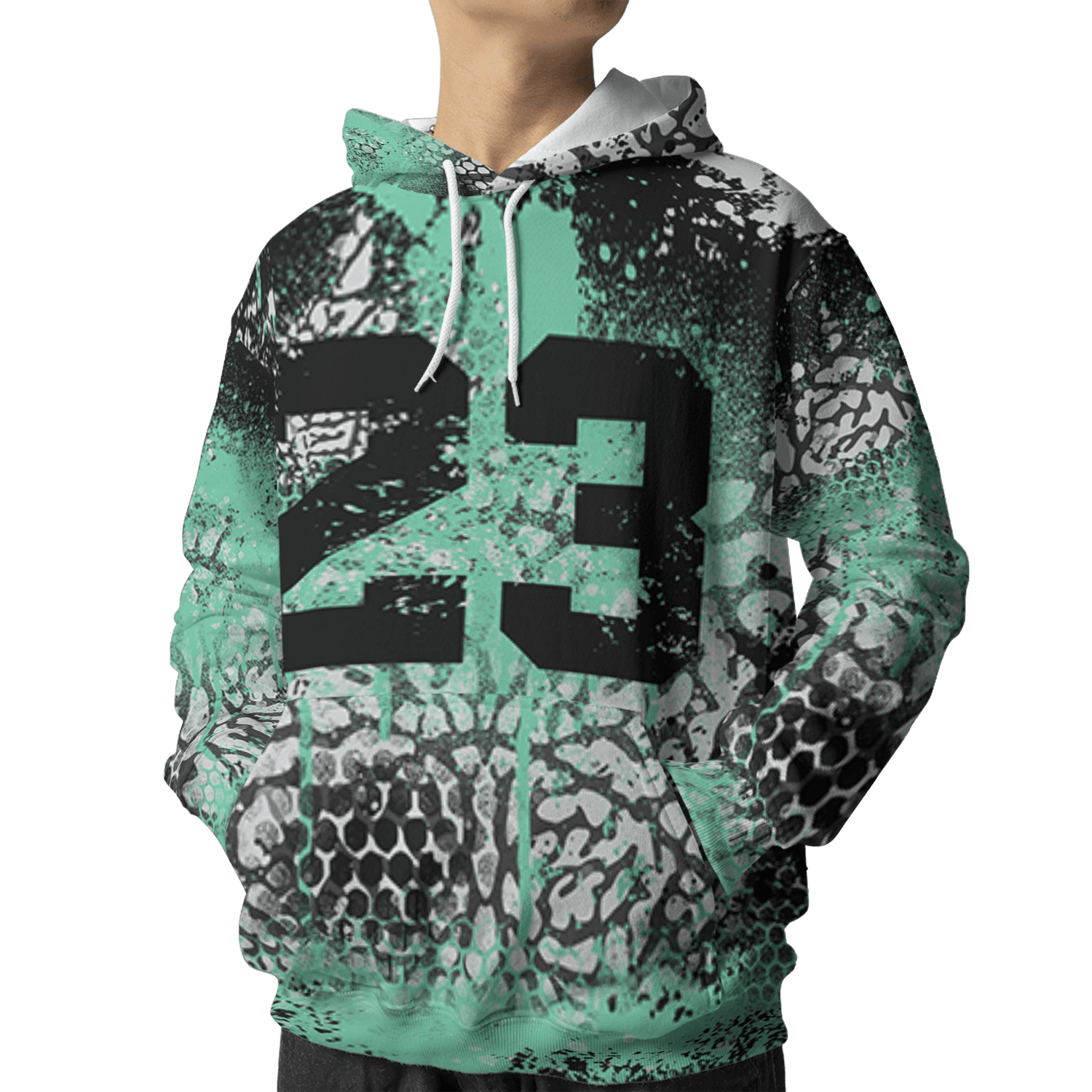 Green Glow 3s Hoodie Match 23 Painted Graffiti 3D All-Over Print - NastyJamz