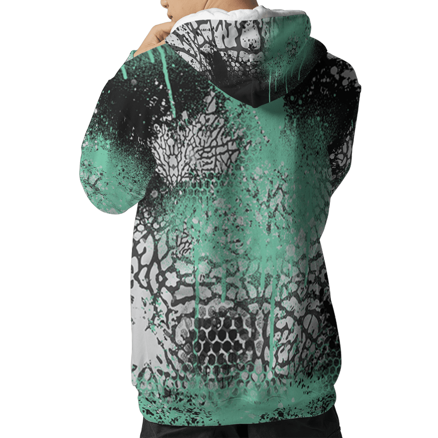 Green Glow 3s Hoodie Match 23 Painted Graffiti 3D All-Over Print - NastyJamz