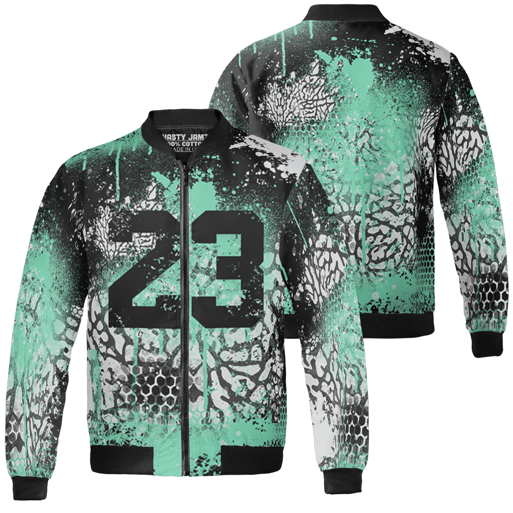 Green Glow 3s Jacket Match 23 Painted Graffiti 3D All-Over Print - NastyJamz