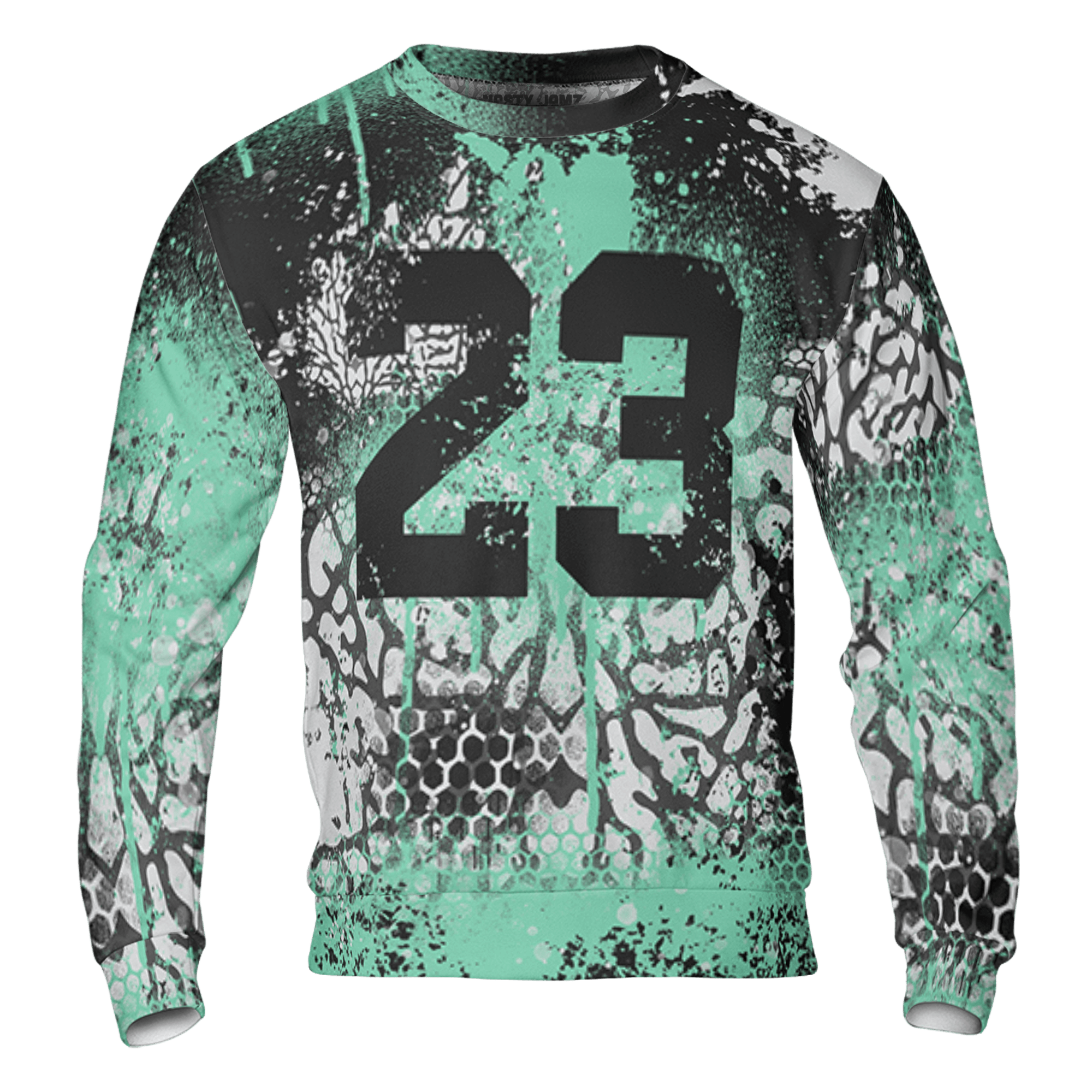 Green Glow 3s Sweatshirt Match 23 Painted Graffiti 3D All-Over Print - NastyJamz