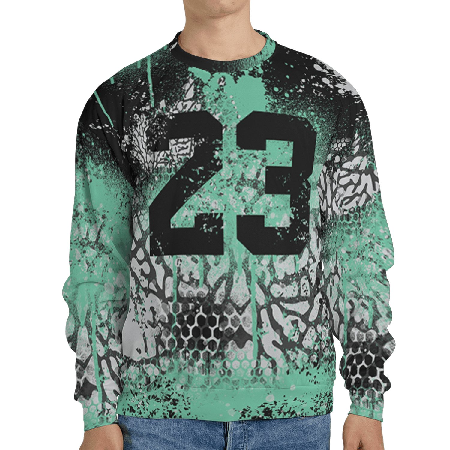 Green Glow 3s Sweatshirt Match 23 Painted Graffiti 3D All-Over Print - NastyJamz