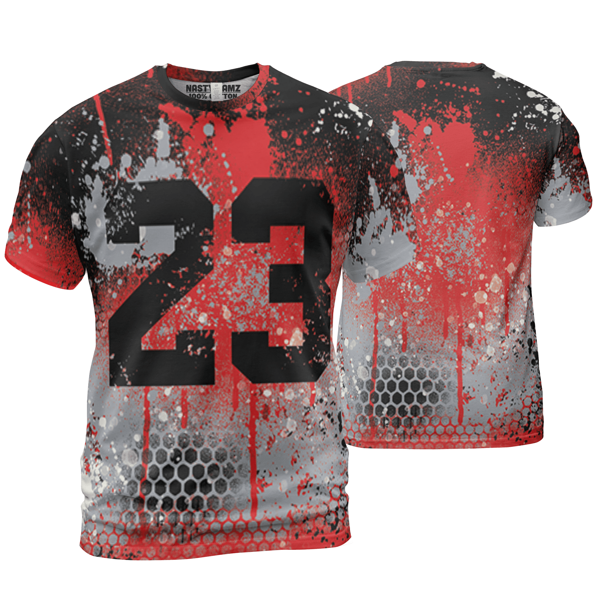 Bred Reimagined 4s T Shirt Match 23 Painted Graffiti 3D All-Over Print - NastyJamz