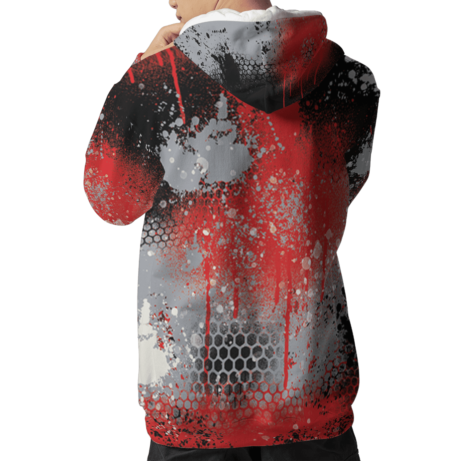 Bred Reimagined 4s Hoodie Match 23 Painted Graffiti 3D All-Over Print - NastyJamz