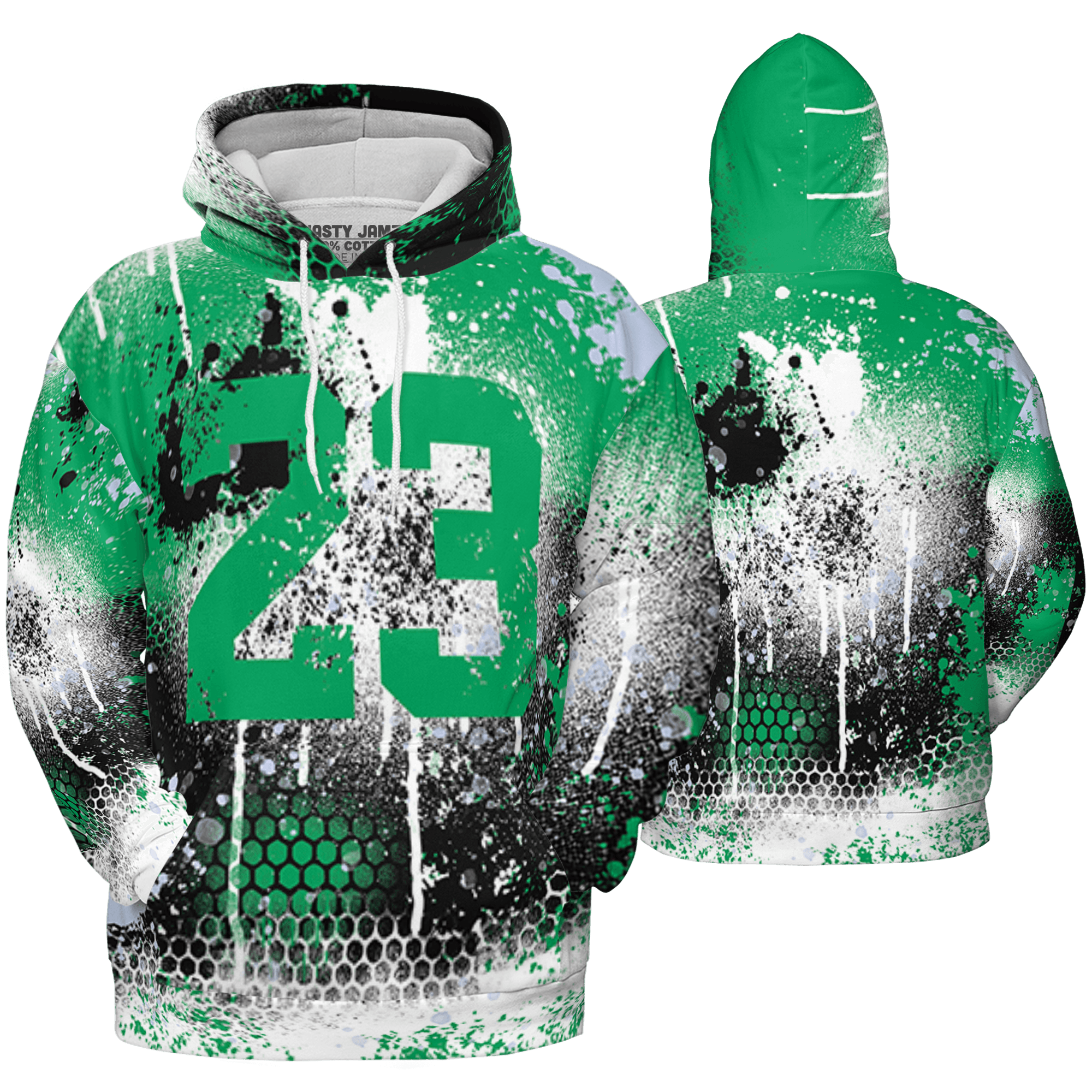 Lucky Green 5s Hoodie Match 23 Painted Graffiti 3D All-Over Print - NastyJamz