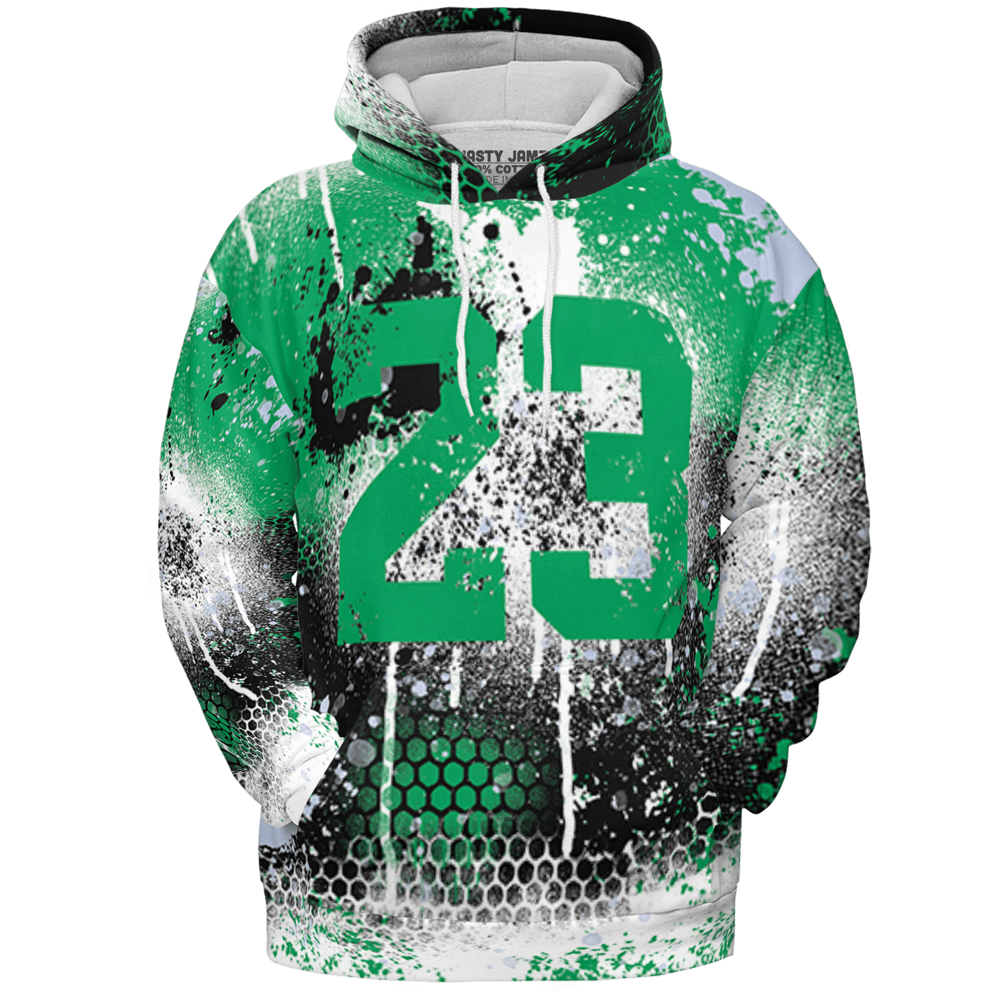 Lucky Green 5s Hoodie Match 23 Painted Graffiti 3D All-Over Print - NastyJamz