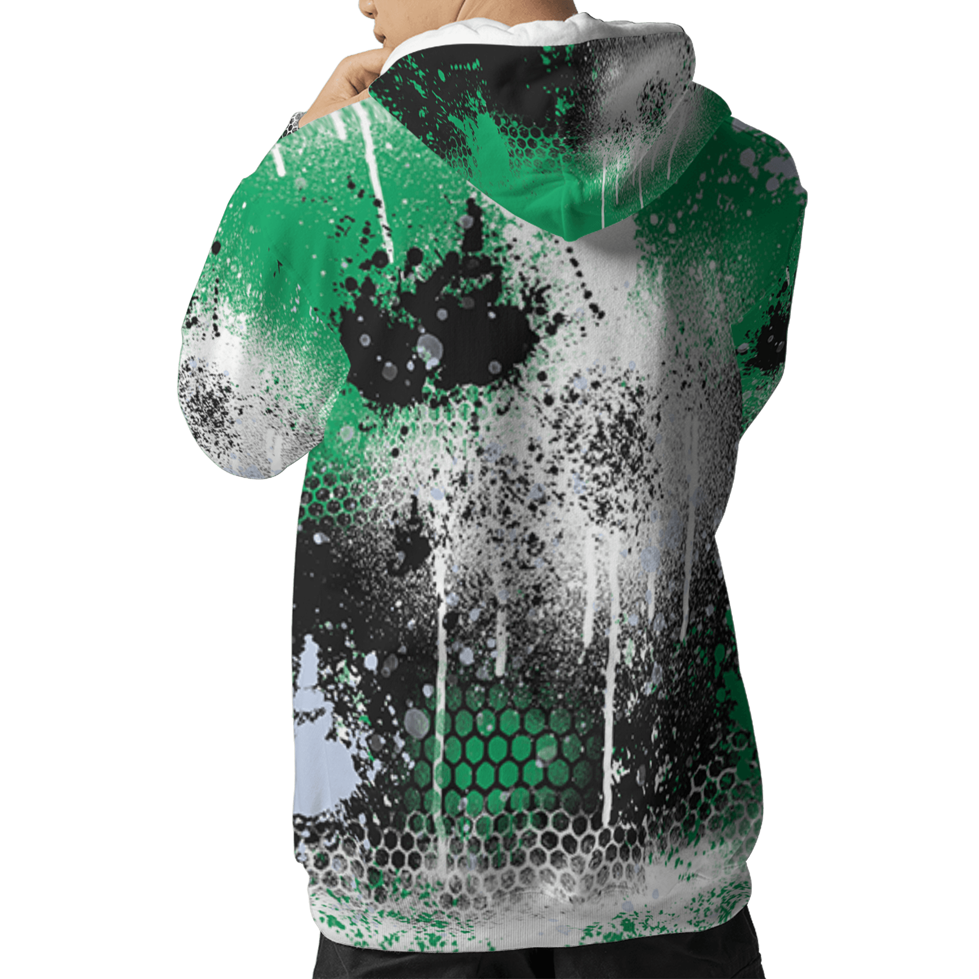 Lucky Green 5s Hoodie Match 23 Painted Graffiti 3D All-Over Print - NastyJamz