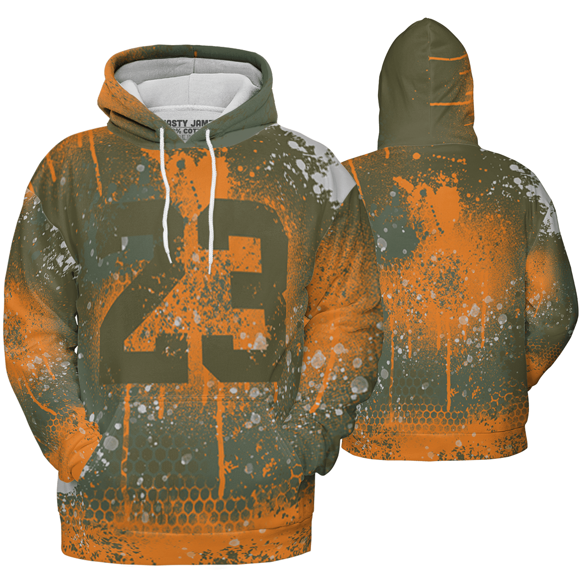 Olive 5s Hoodie Match 23 Painted Graffiti 3D All-Over Print - NastyJamz