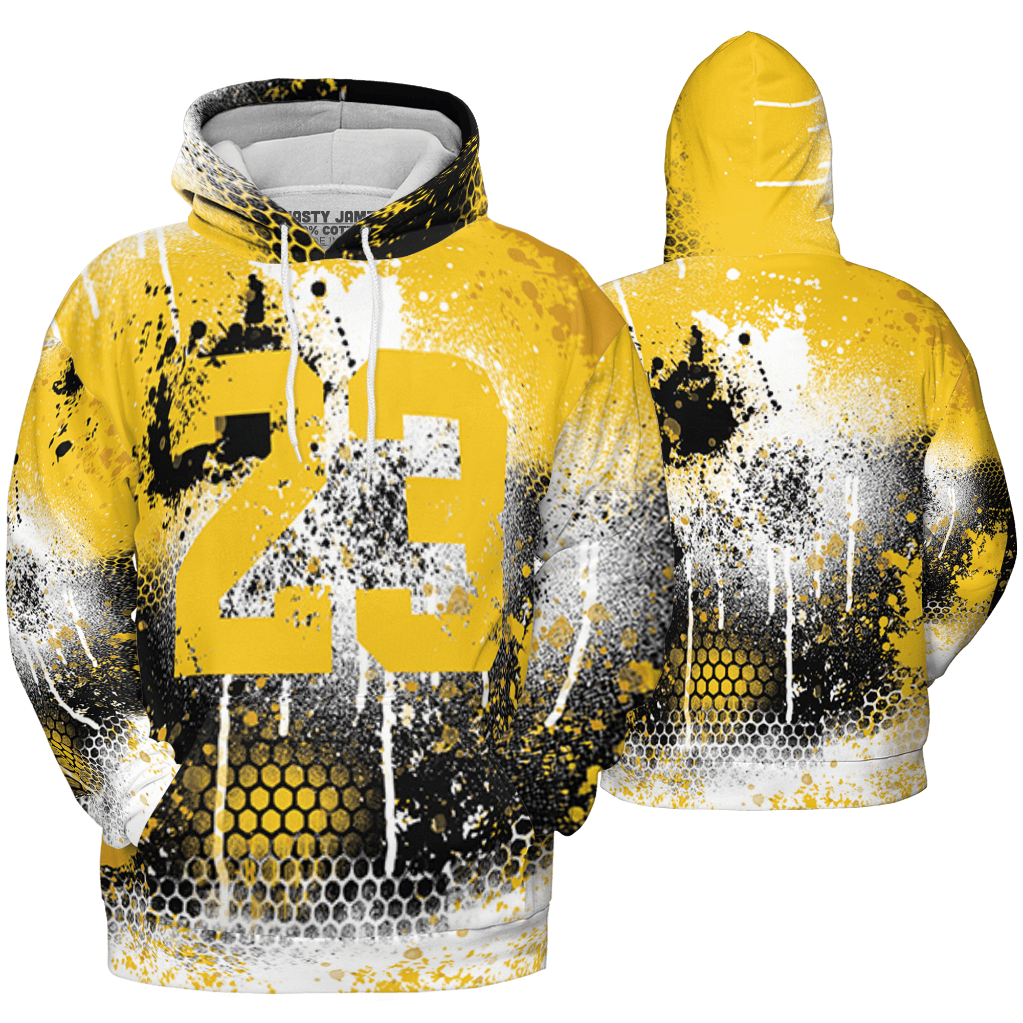 Yellow Ochre 6s Hoodie Match 23 Painted Graffiti 3D All-Over Print - NastyJamz